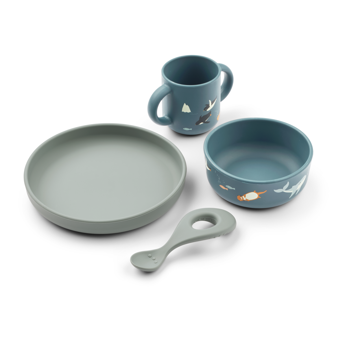 LIEWOOD Vivi Printed Silicone Set,Arctic Sea Petrol - Farmor Ingvarda
