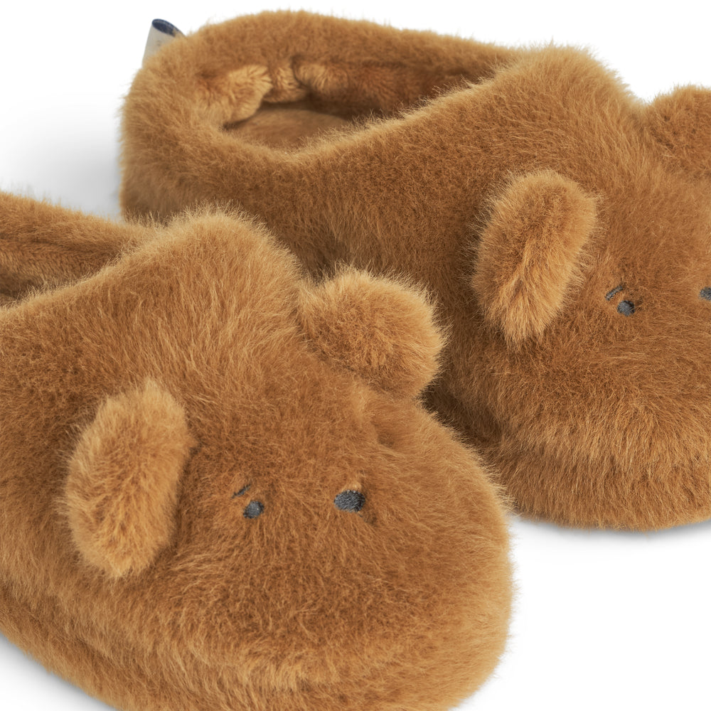 LIEWOOD Aviaja Bear Slippers Brun - Farmor Ingvarda