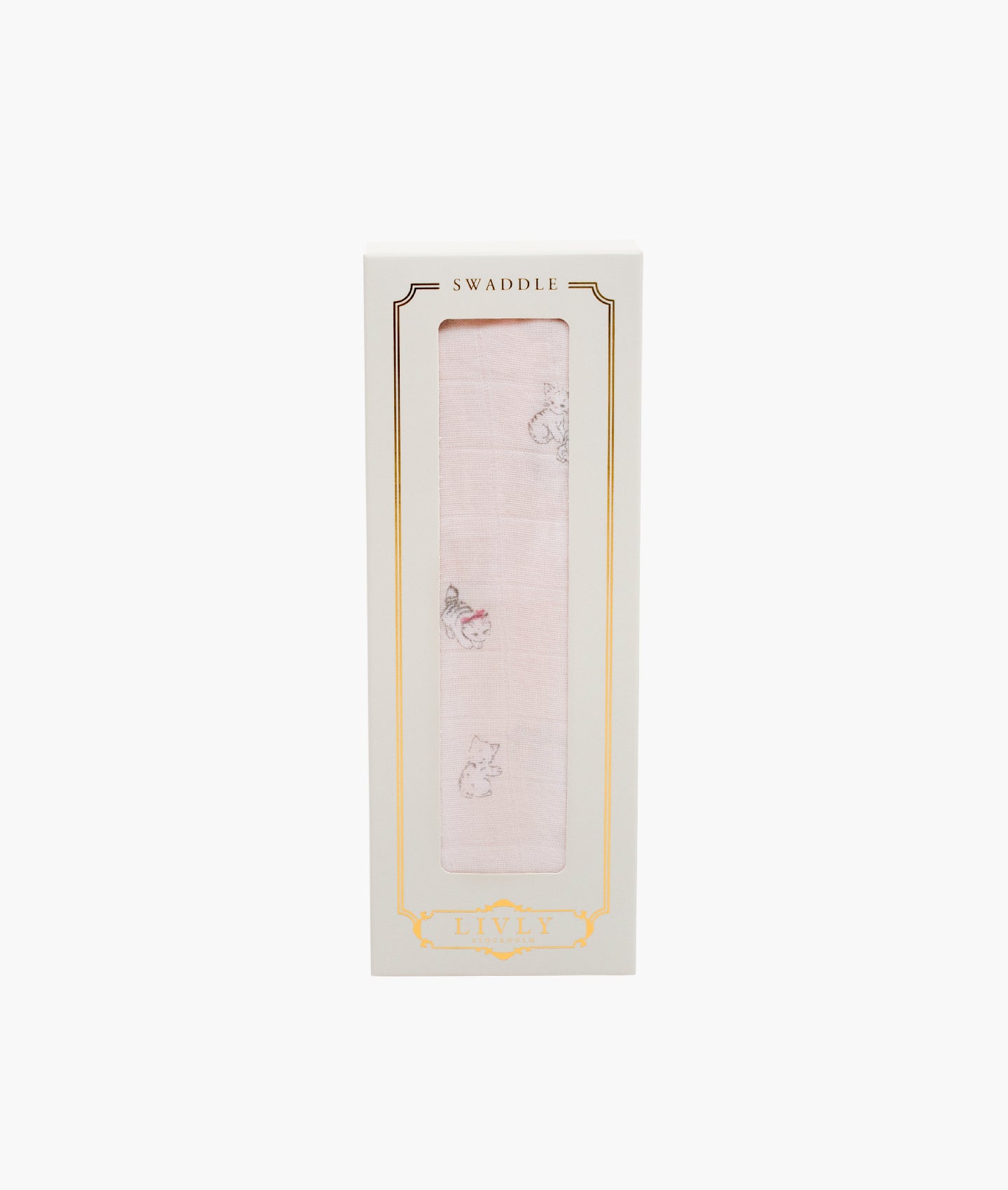 LIVLY Kittens Swaddle Blanket Lys Rosa - Farmor Ingvarda