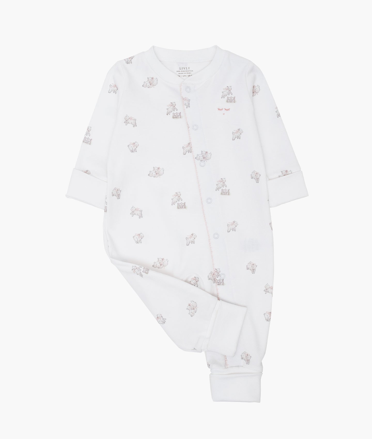 LIVLY Counting Sheep Overall Hvit/Rosa - Farmor Ingvarda