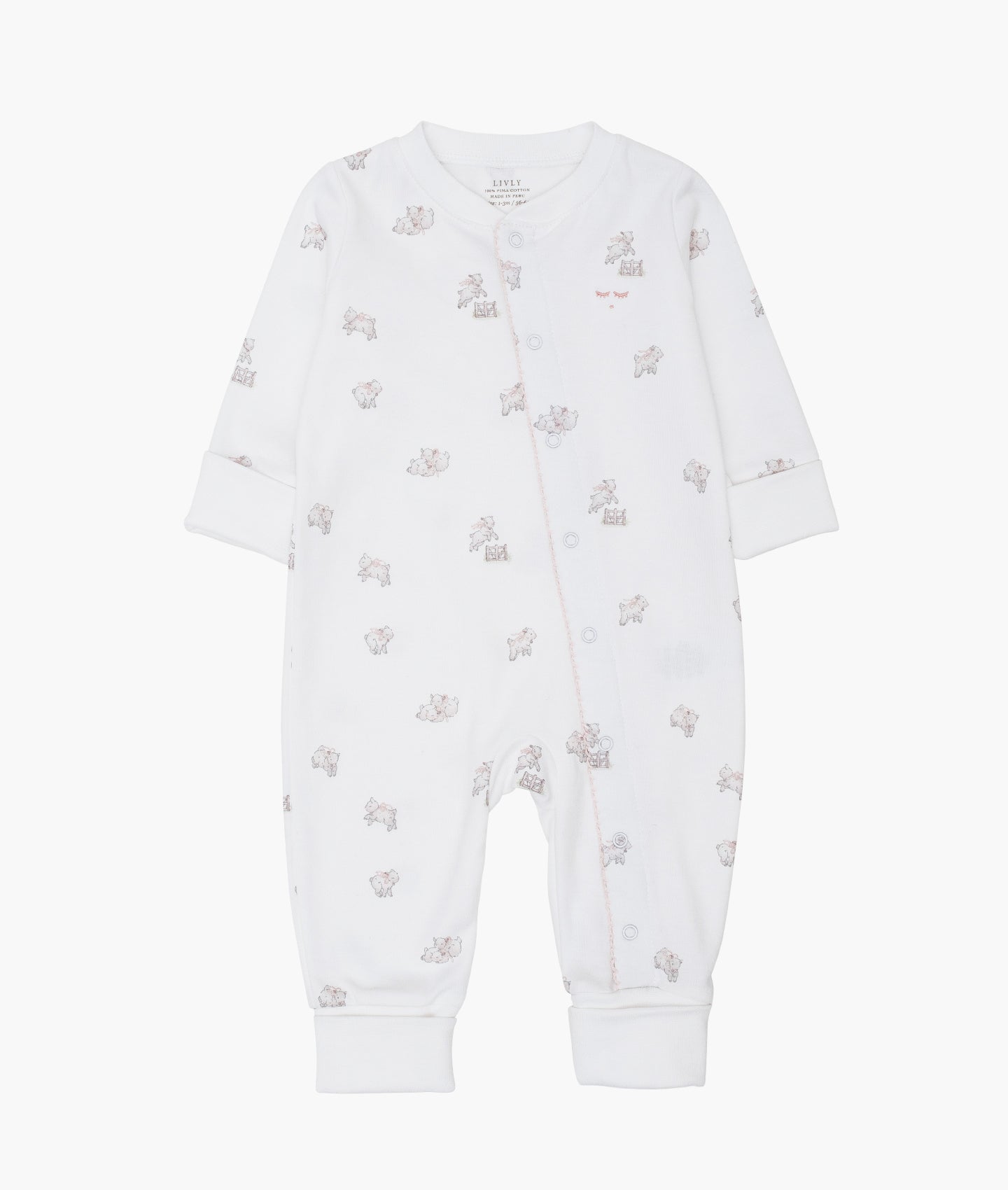 LIVLY Counting Sheep Overall Hvit/Rosa - Farmor Ingvarda