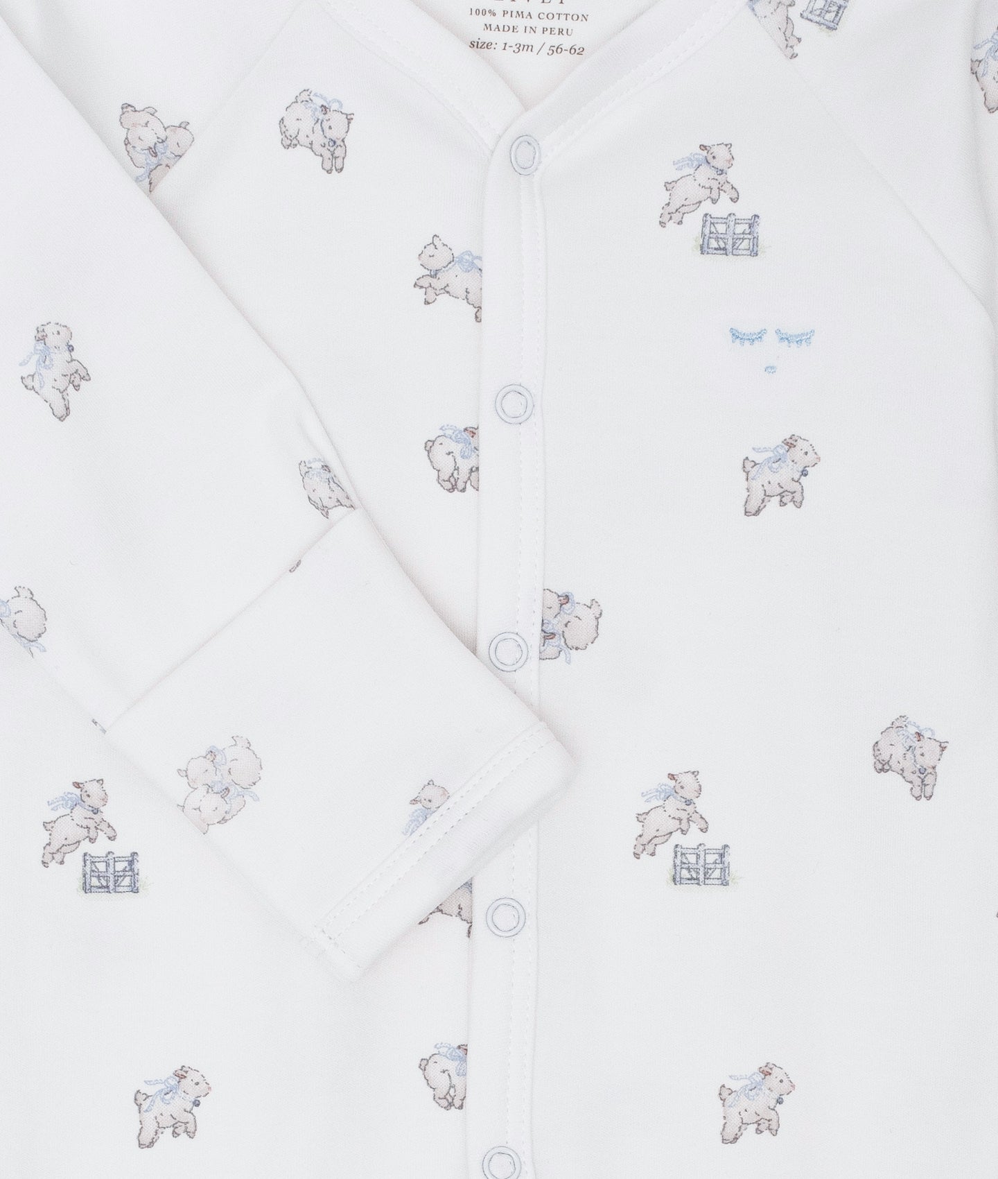 LIVLY Counting Sheep Simplicity Footie Hvit/Blå - Farmor Ingvarda