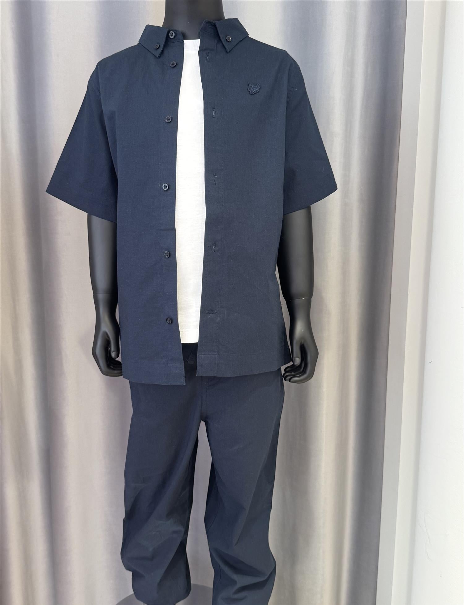LYLE & SCOTT Lin skjorte Mørkeblå - Farmor Ingvarda
