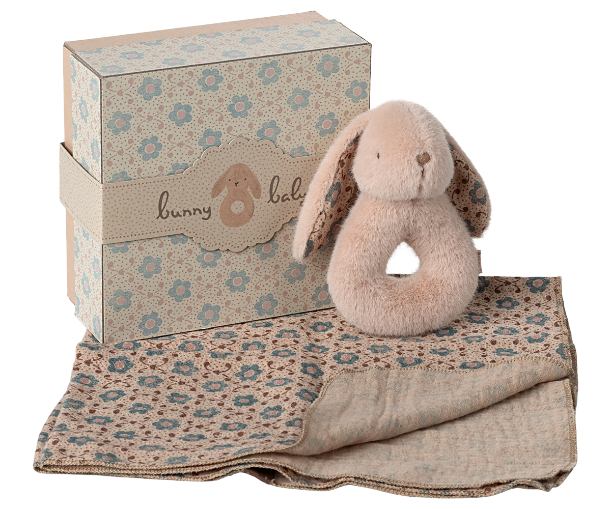 MAILEG Rabbit Rattle Set Pudder-Rosa - Farmor Ingvarda