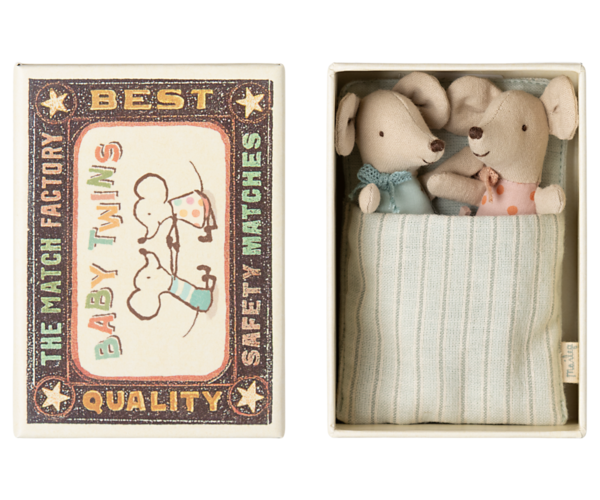 MAILEG Twins,Baby mice in box - Farmor Ingvarda