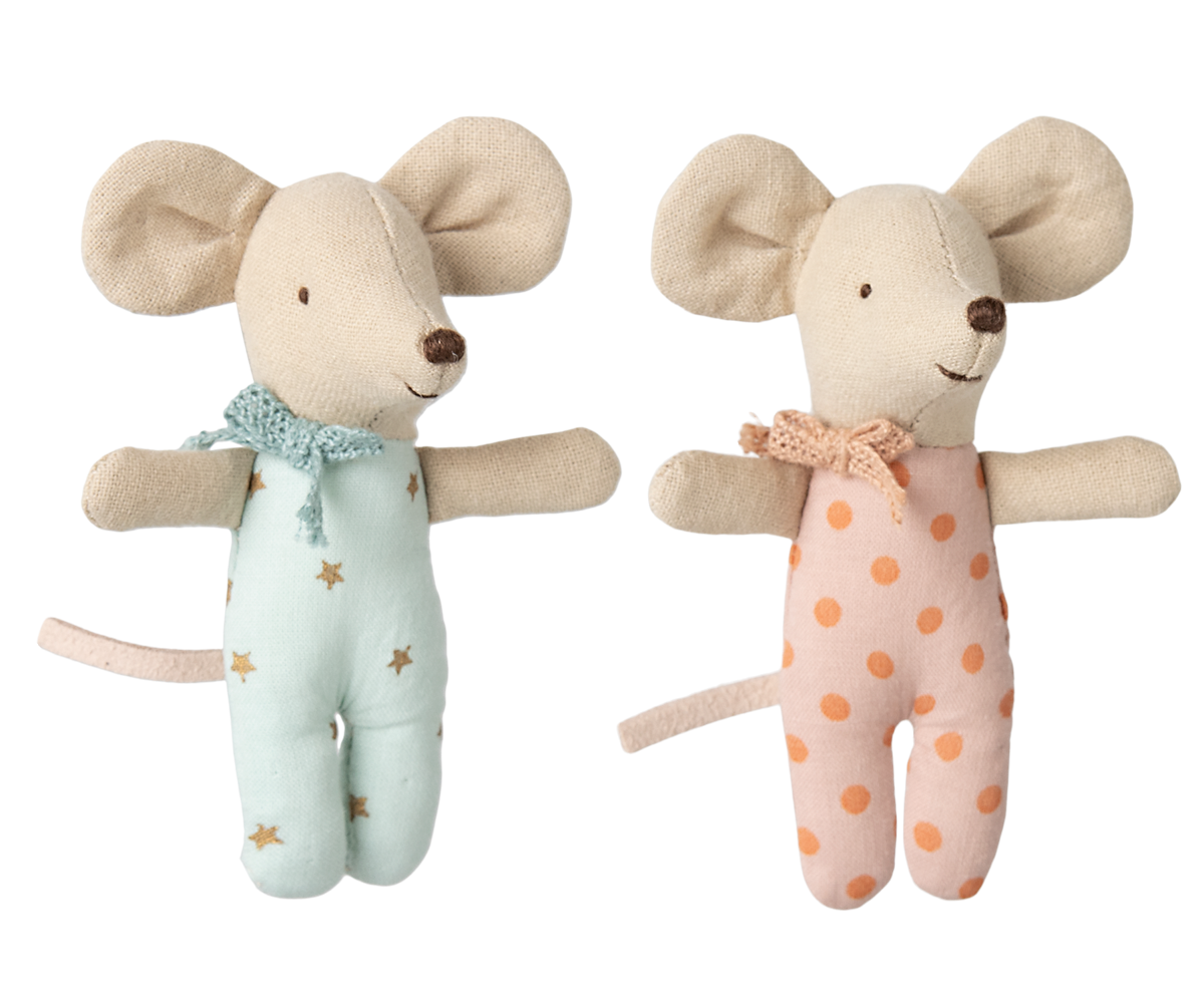 MAILEG Twins,Baby mice in box - Farmor Ingvarda