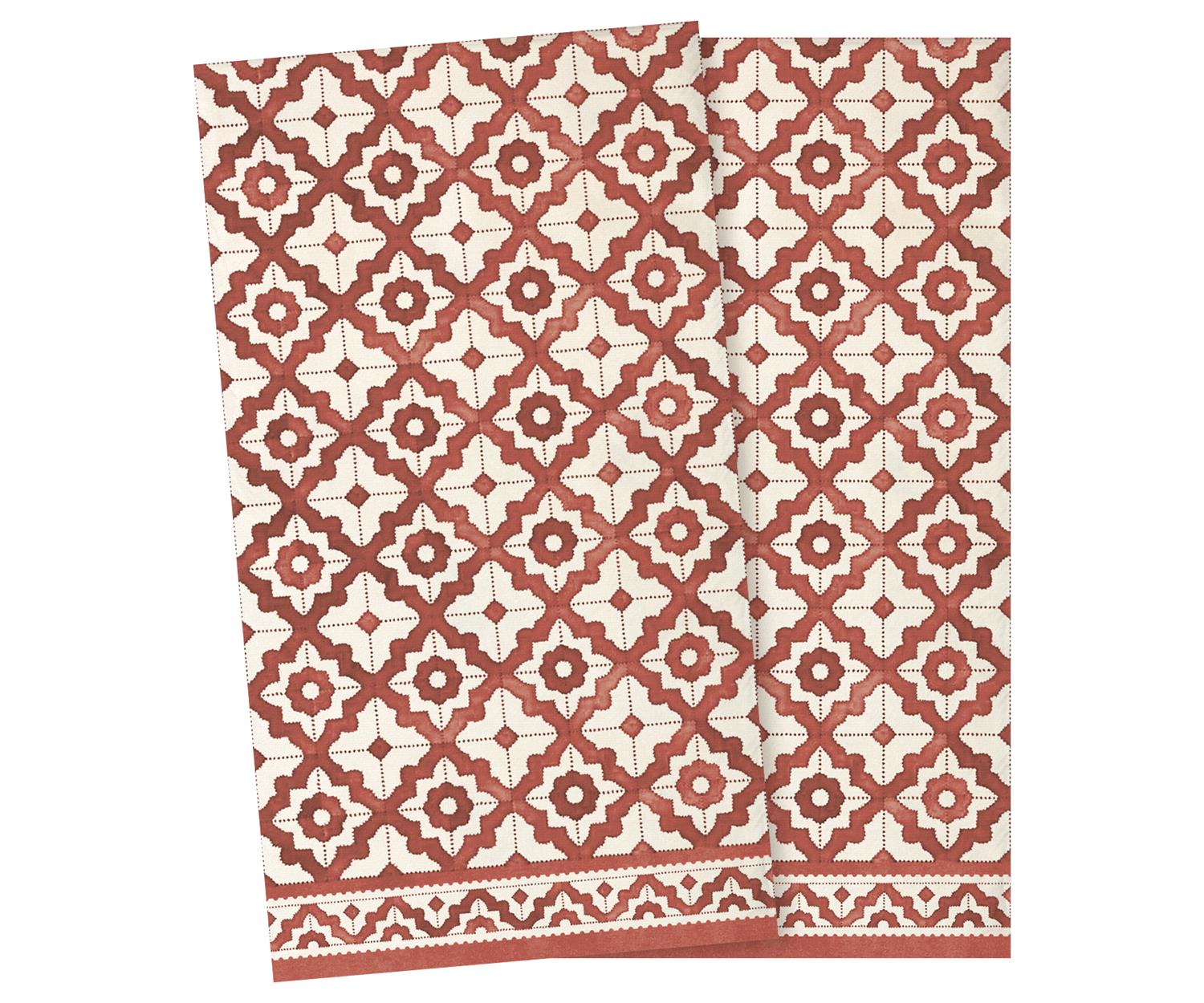 MAILEG Napkin,Mosaic,Large Rød - Farmor Ingvarda