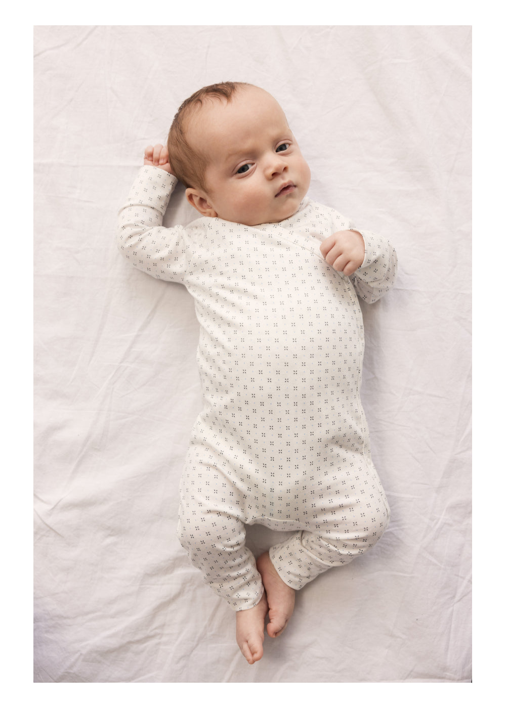 MARMAR COPENHAGEN 0-3ÅR Rulo heldress u/fot,Newborn Hvit/Blå - Farmor Ingvarda