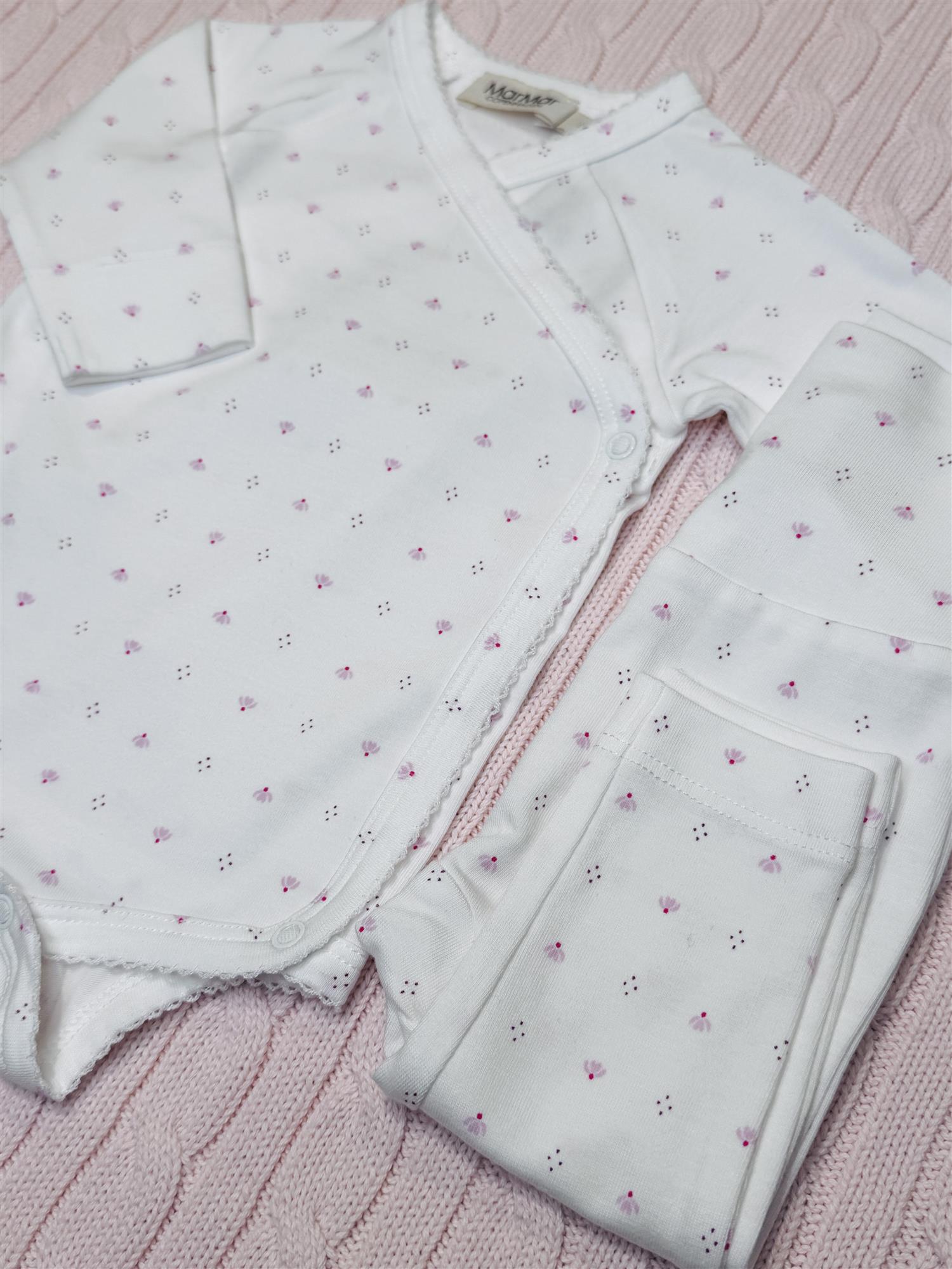 MARMAR COPENHAGEN 0-3ÅR Belito body,Newborn Hvit/Rosa - Farmor Ingvarda