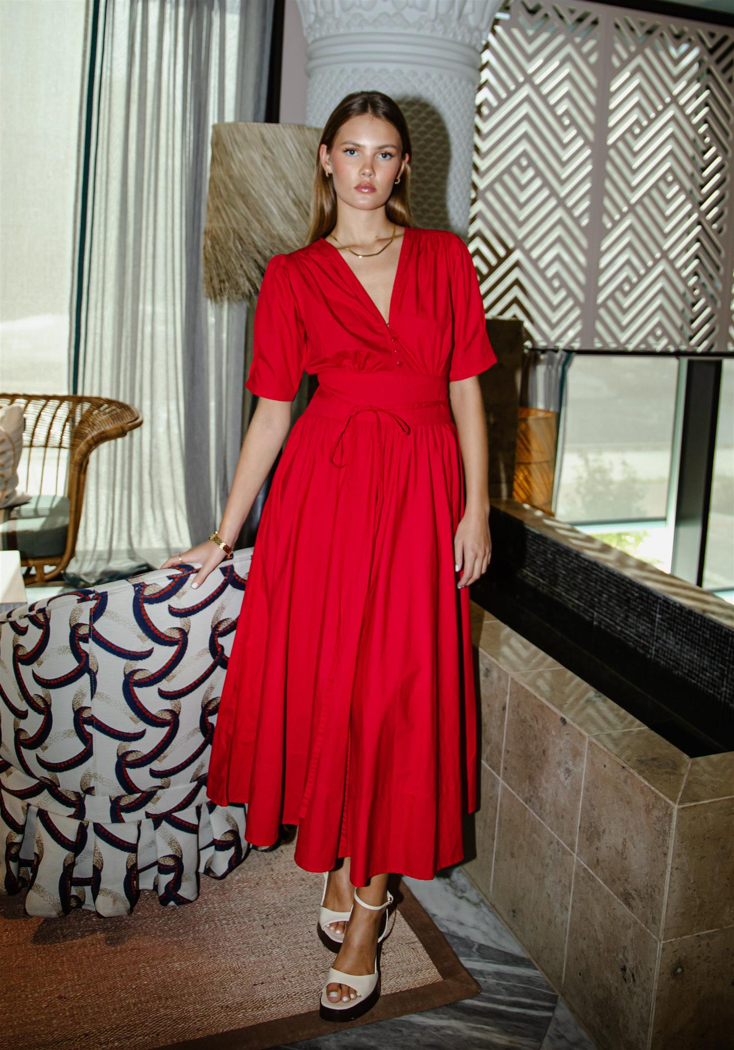 MISSMAYA Maria Dress City Red Poplin - Farmor Ingvarda
