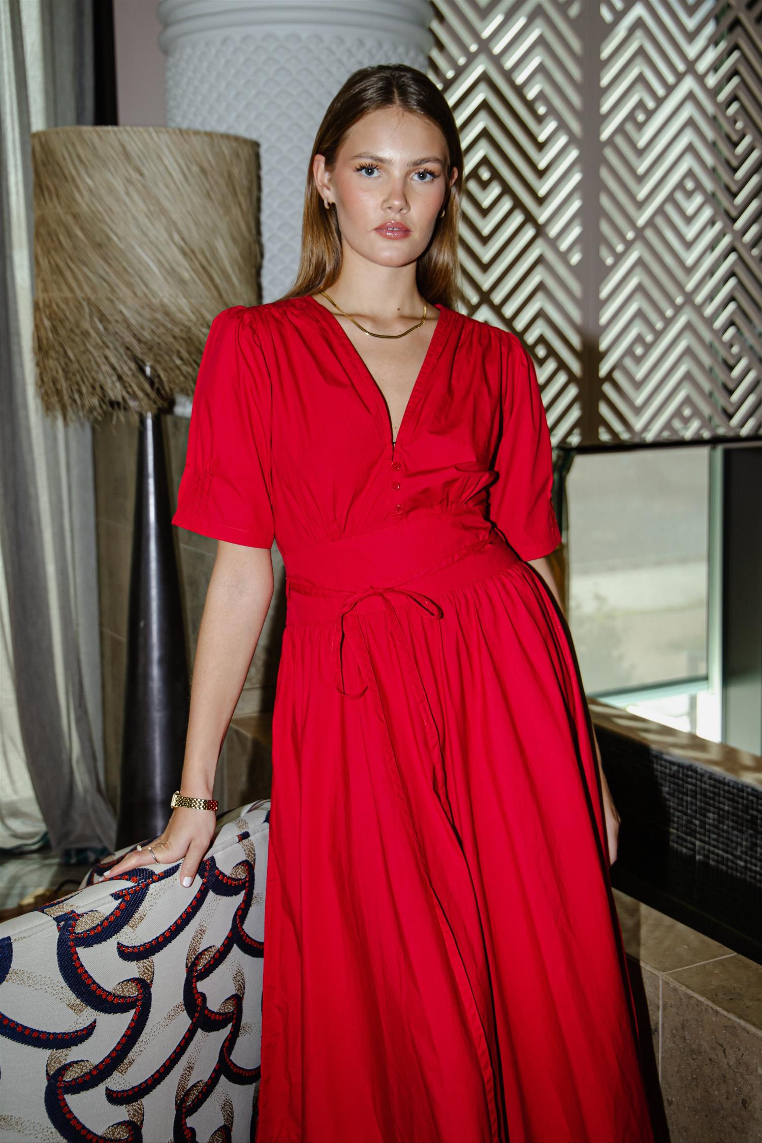 MISSMAYA Maria Dress City Red Poplin - Farmor Ingvarda