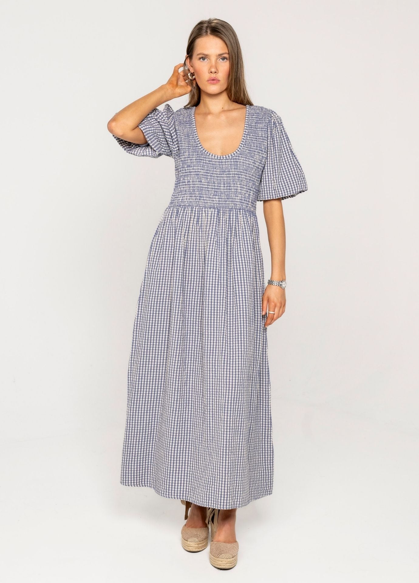 MISSMAYA Rani Dress Misty Blue - Farmor Ingvarda
