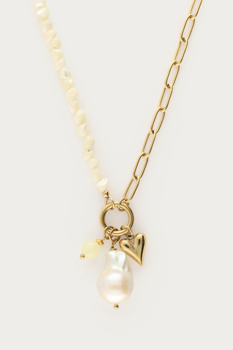 MY JEWELLERY Botanical chain necklace with yellow beads and charms - Farmor Ingvarda