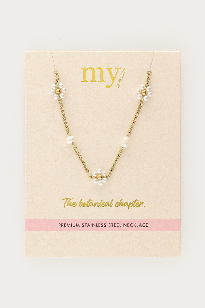 MY JEWELLERY Botanical necklace with freshwater pearl flowers - Farmor Ingvarda