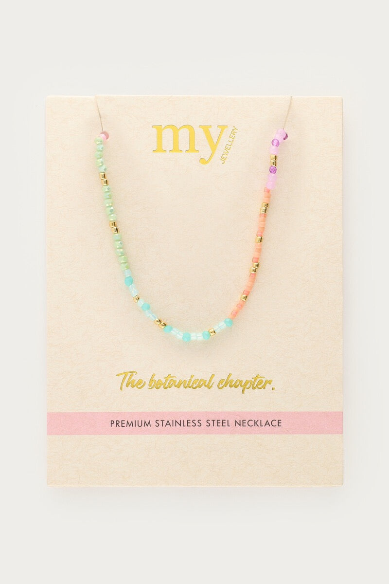 MY JEWELLERY Botanical necklace with multicoloured beads - Farmor Ingvarda