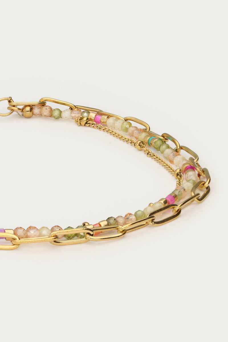 MY JEWELLERY Botanical triple bracelet with light green beads - Farmor Ingvarda
