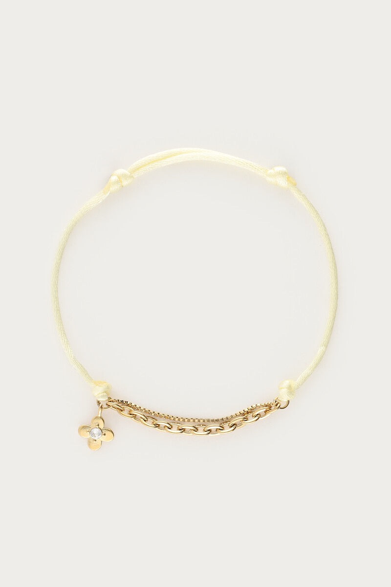 MY JEWELLERY Botanical yellow cord bracelet with flower - Farmor Ingvarda