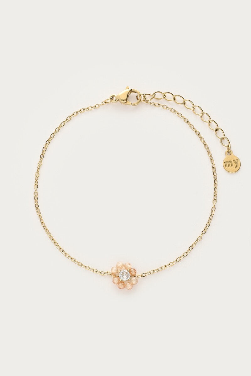 MY JEWELLERY Bracelet with small beige rhinestone flower - Farmor Ingvarda