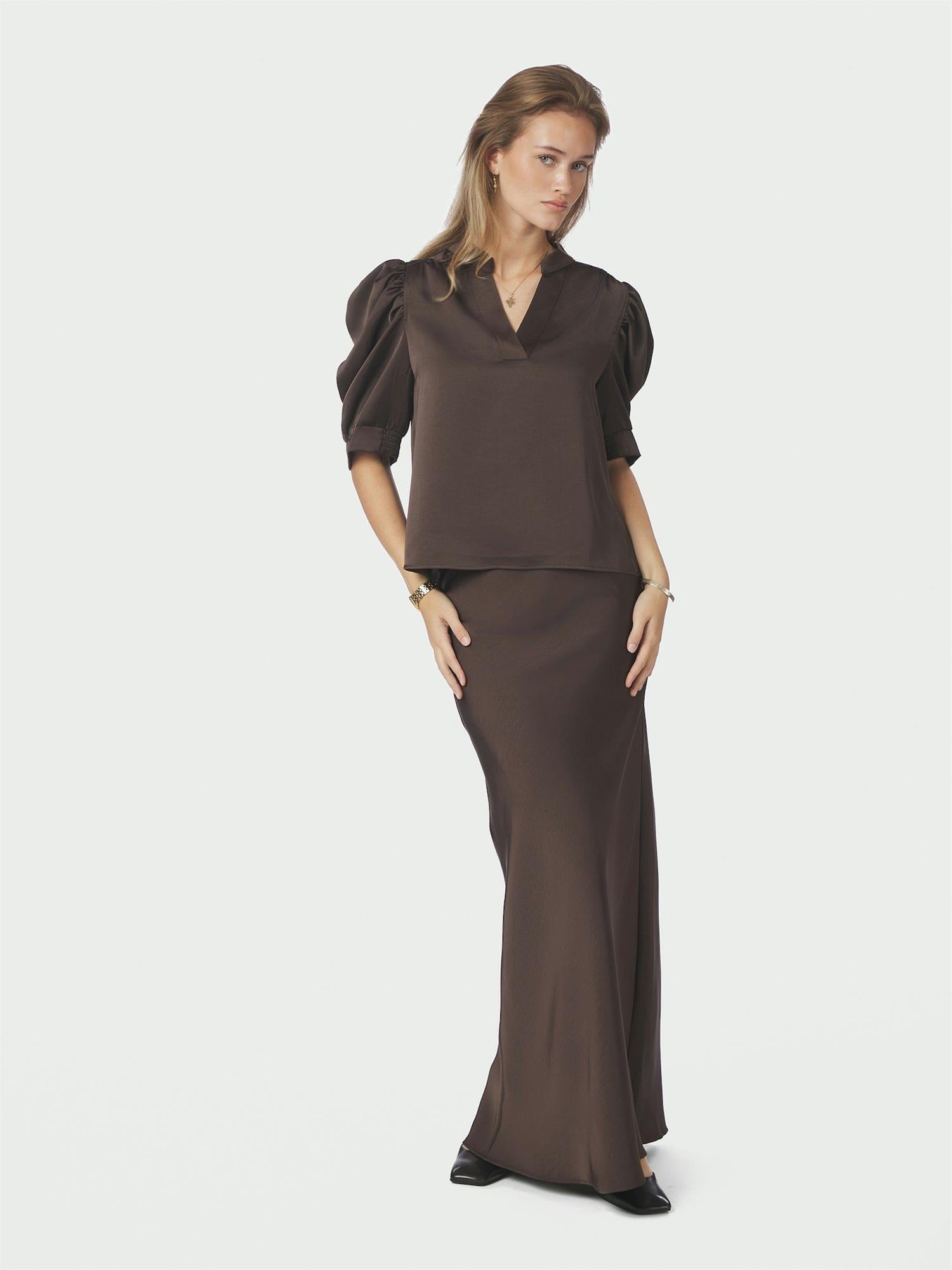 NEO NOIR Bovary Skirt Dark Brown - Farmor Ingvarda