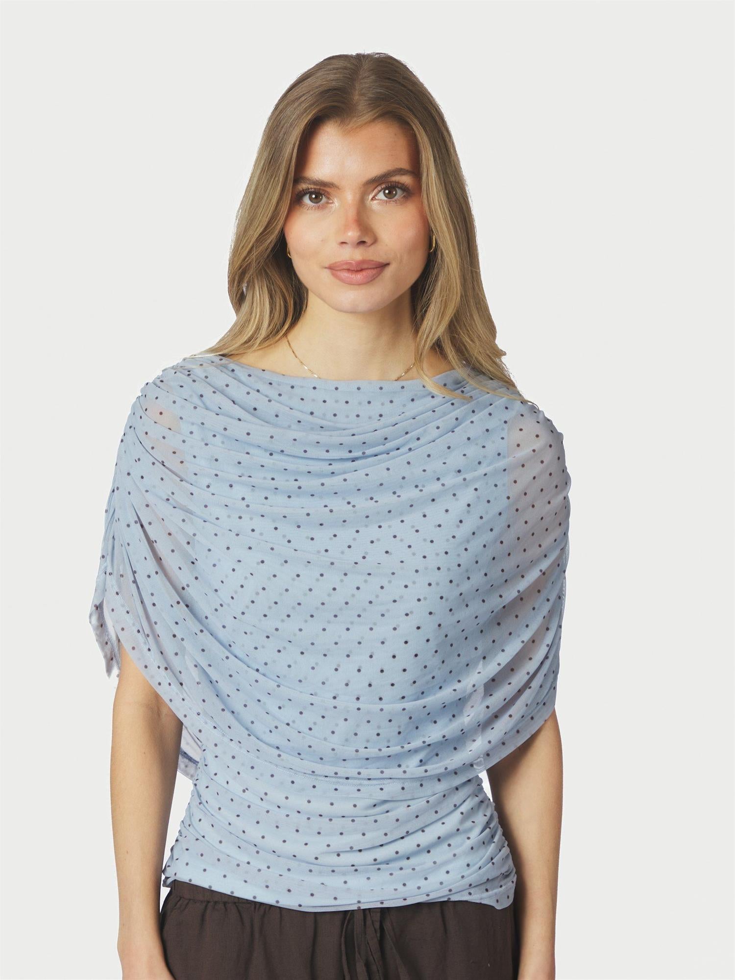 NEO NOIR Cottuna Dot Drapy Mesh Top - Farmor Ingvarda