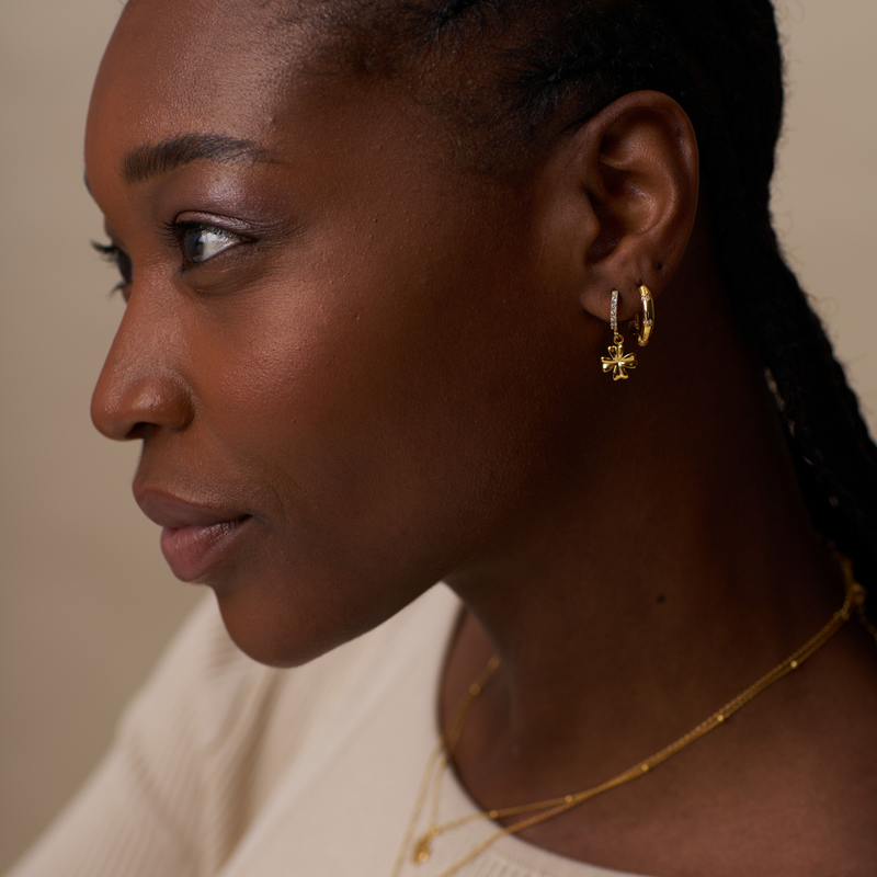ORELIA Lucky clover earrings Gull - Farmor Ingvarda