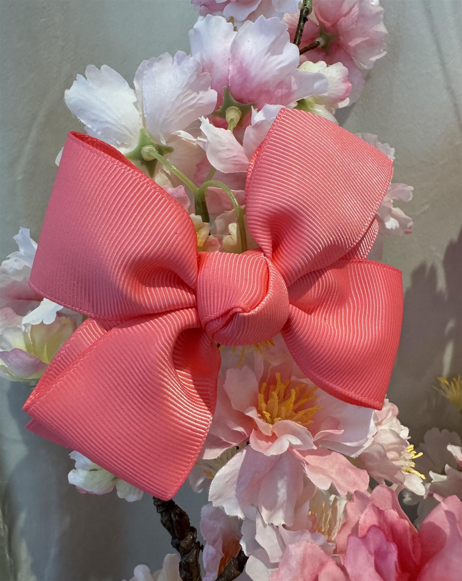 PRINSESSEFIN JULIA hårsløyfe,XL 10cm,Coral rose - Farmor Ingvarda
