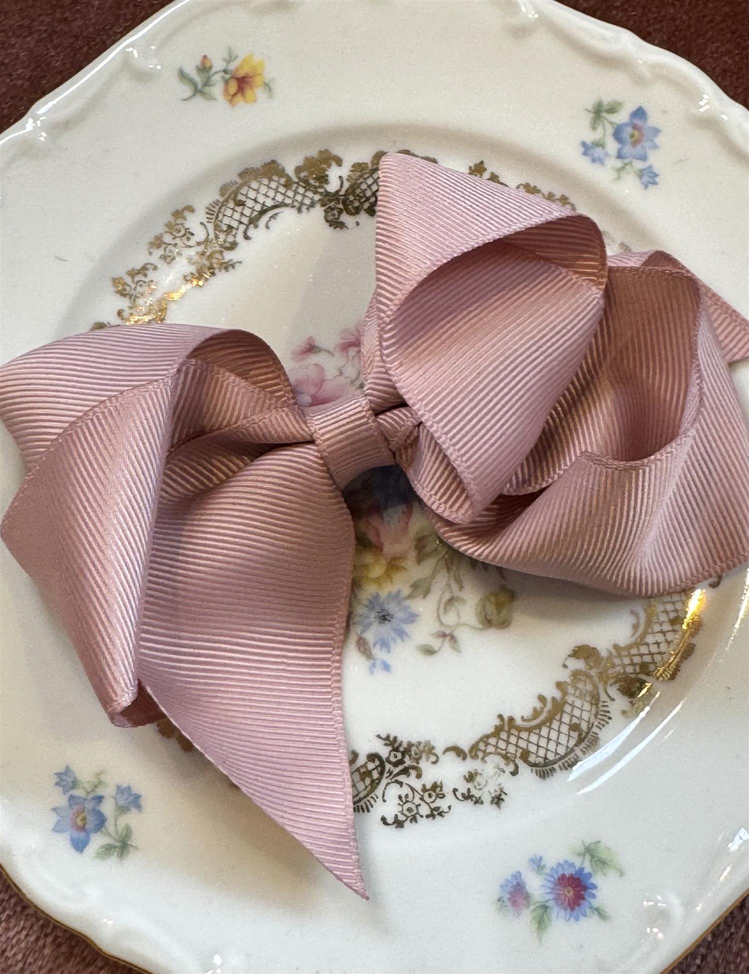 PRINSESSEFIN MARY hårsløyfe XL 11cm,Antique mauve - Farmor Ingvarda