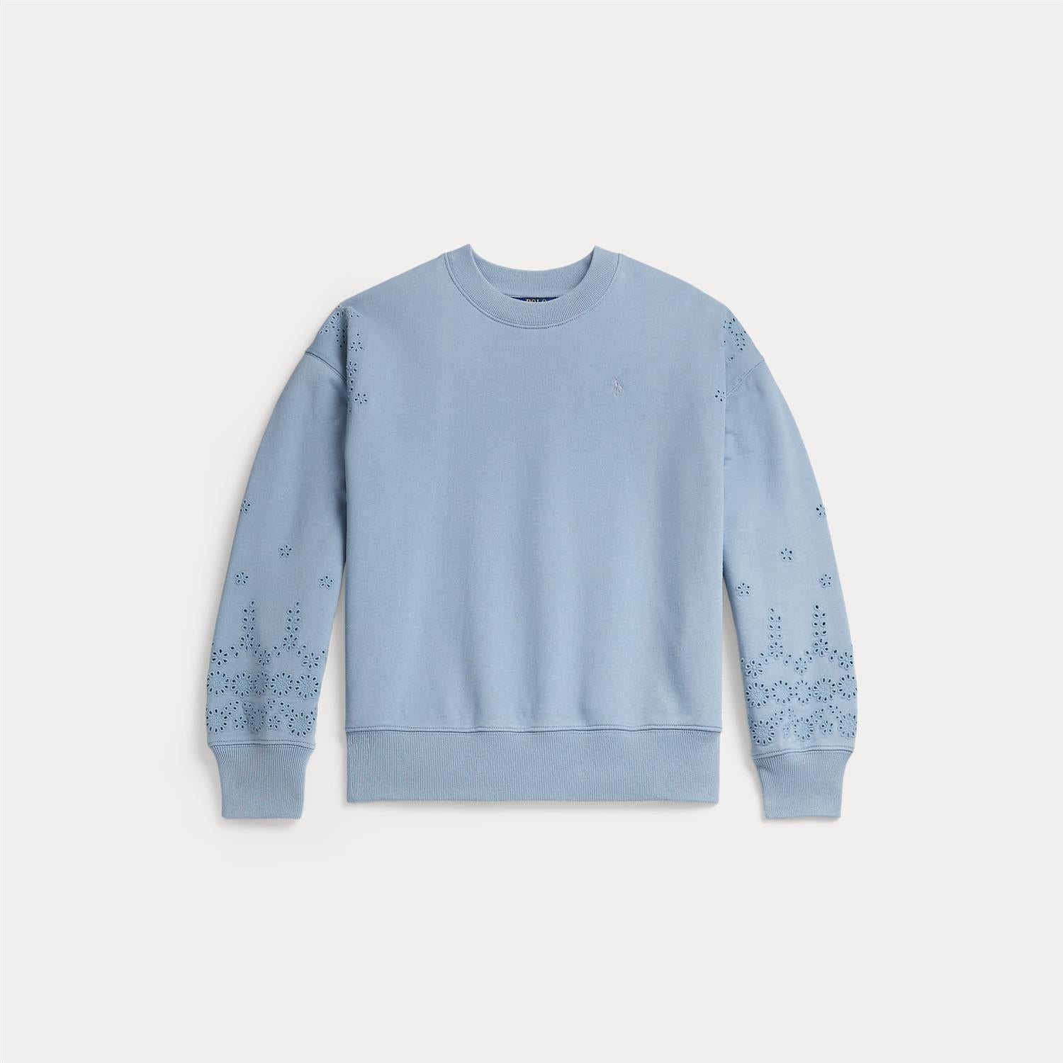RALPH LAUREN 8-16År Crewneck, Jente Mellomblå - Farmor Ingvarda