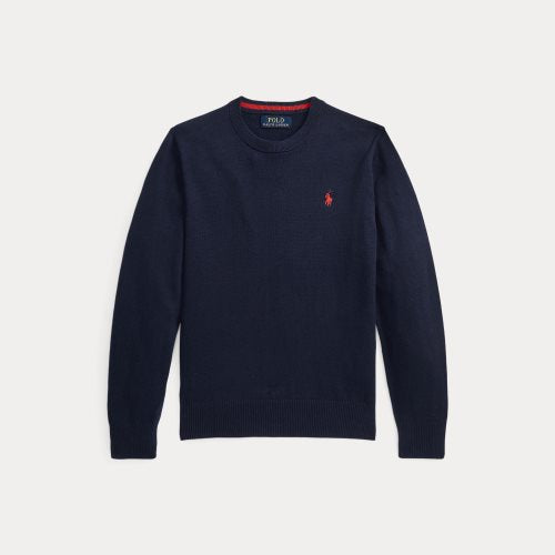 RALPH LAUREN 8-16År Cotton Crewneck Sweater Mørkeblå - Farmor Ingvarda