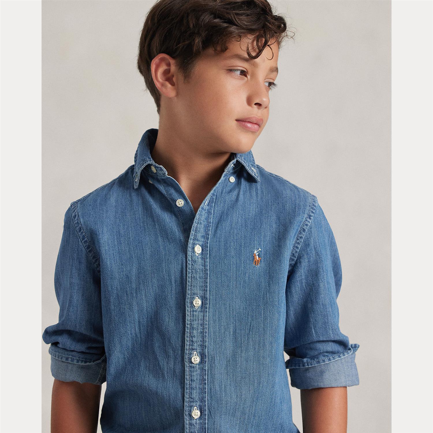 RALPH LAUREN 8-16År Denim skjorte Chambray Blå - Farmor Ingvarda