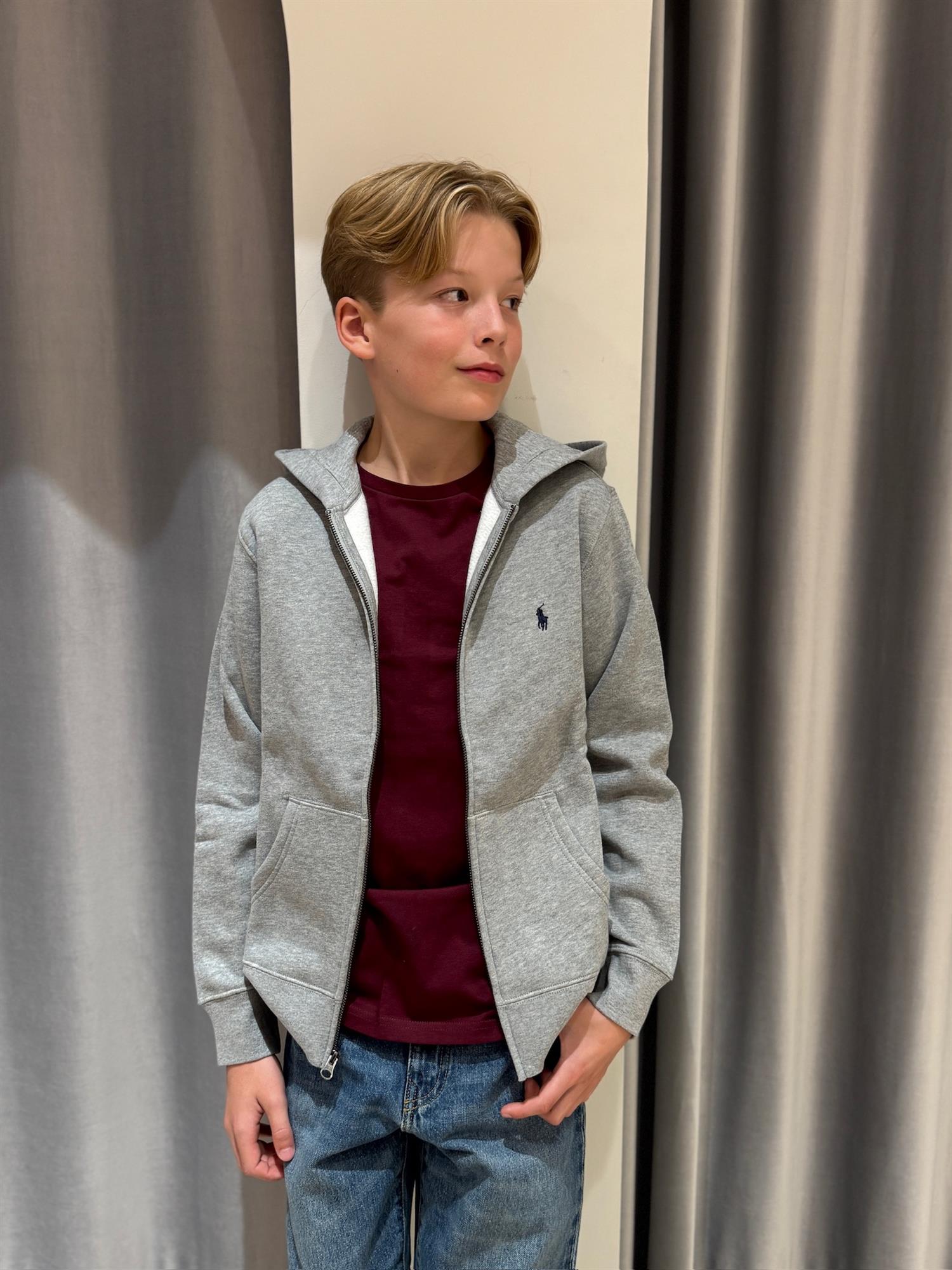 RALPH LAUREN 8-16År Full Zip Hoodie Grå - Farmor Ingvarda