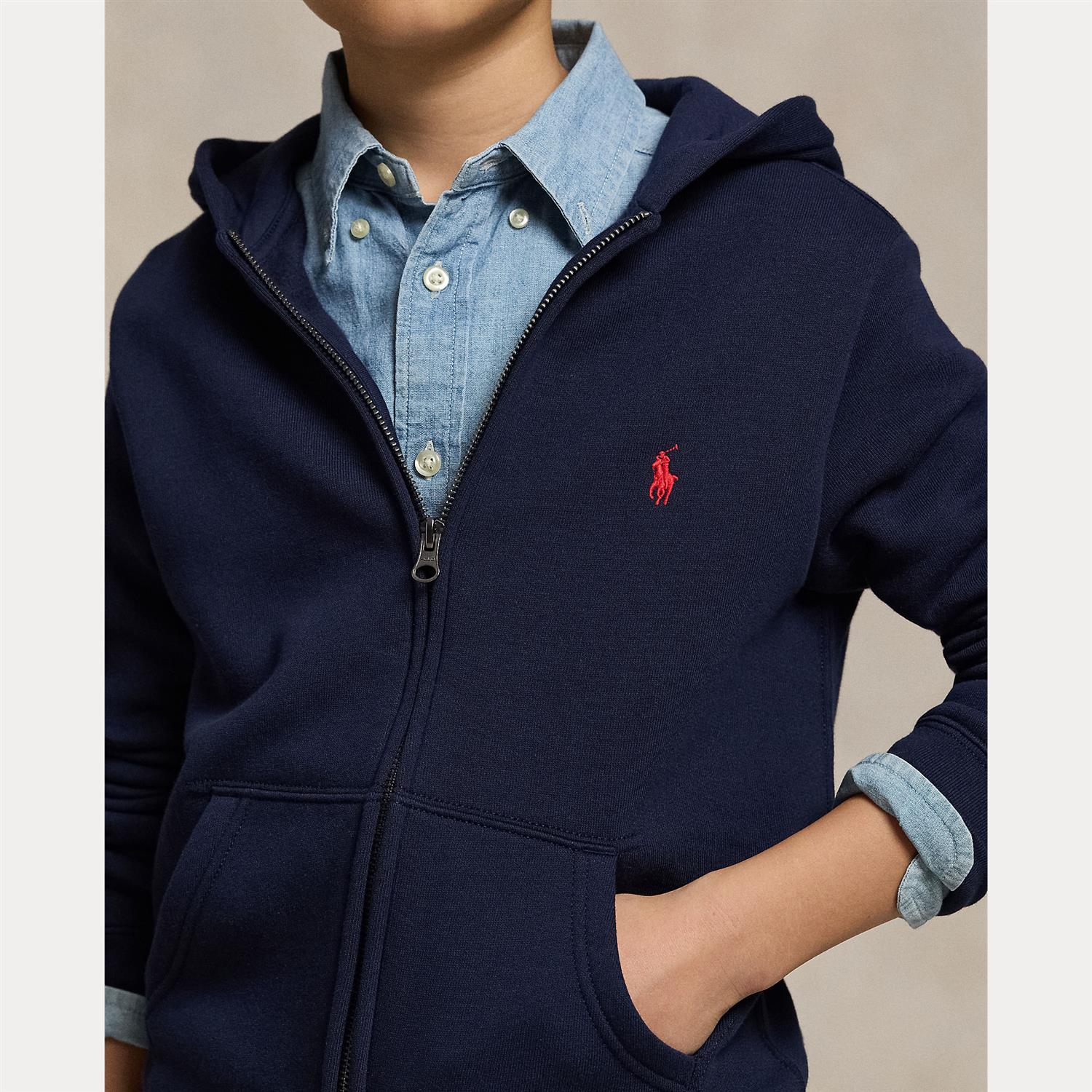 RALPH LAUREN 8-16År Full Zip Hoodie Mørkeblå - Farmor Ingvarda