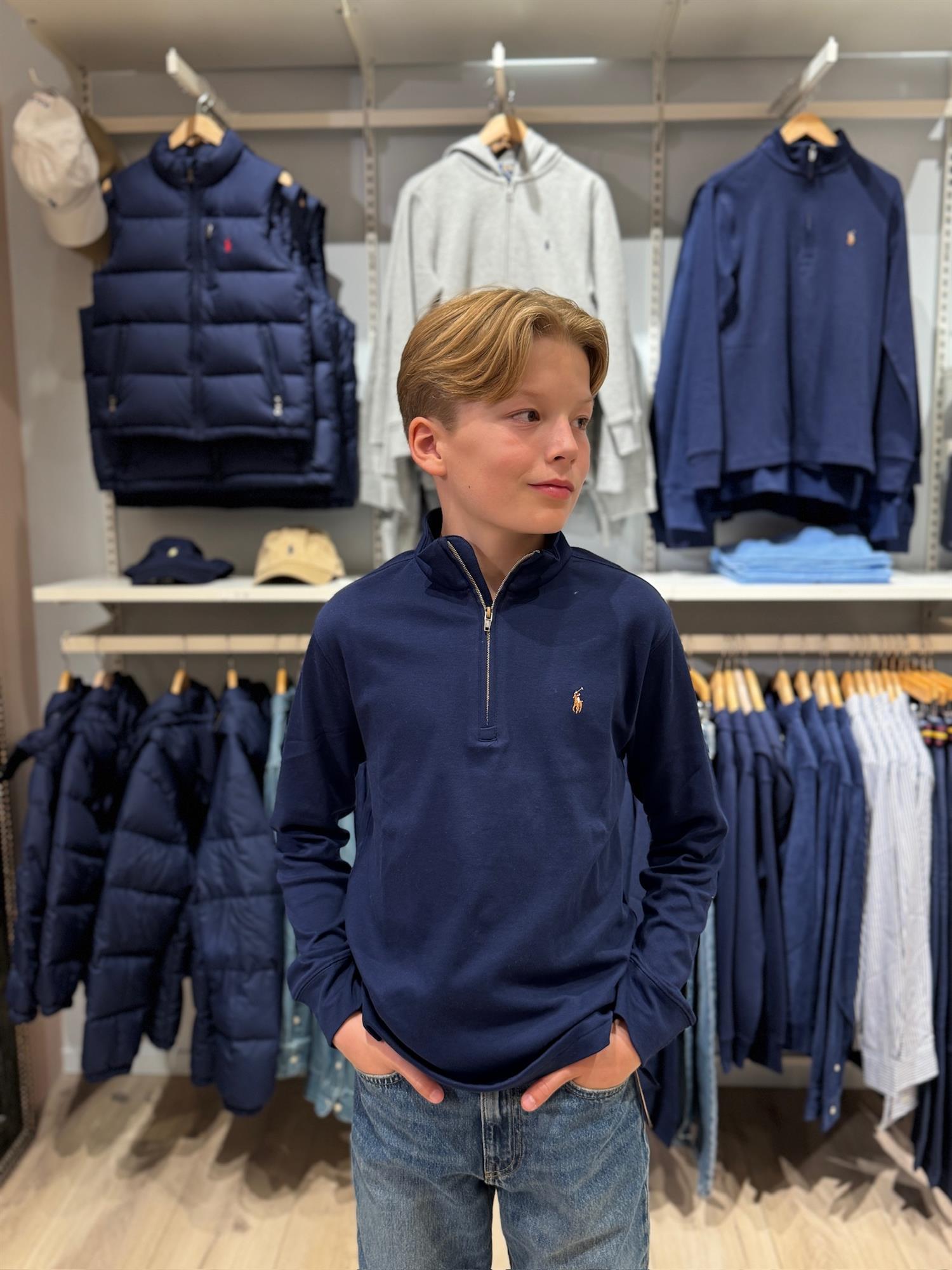 RALPH LAUREN 8-16År Genser Halfzip Mørkeblå - Farmor Ingvarda