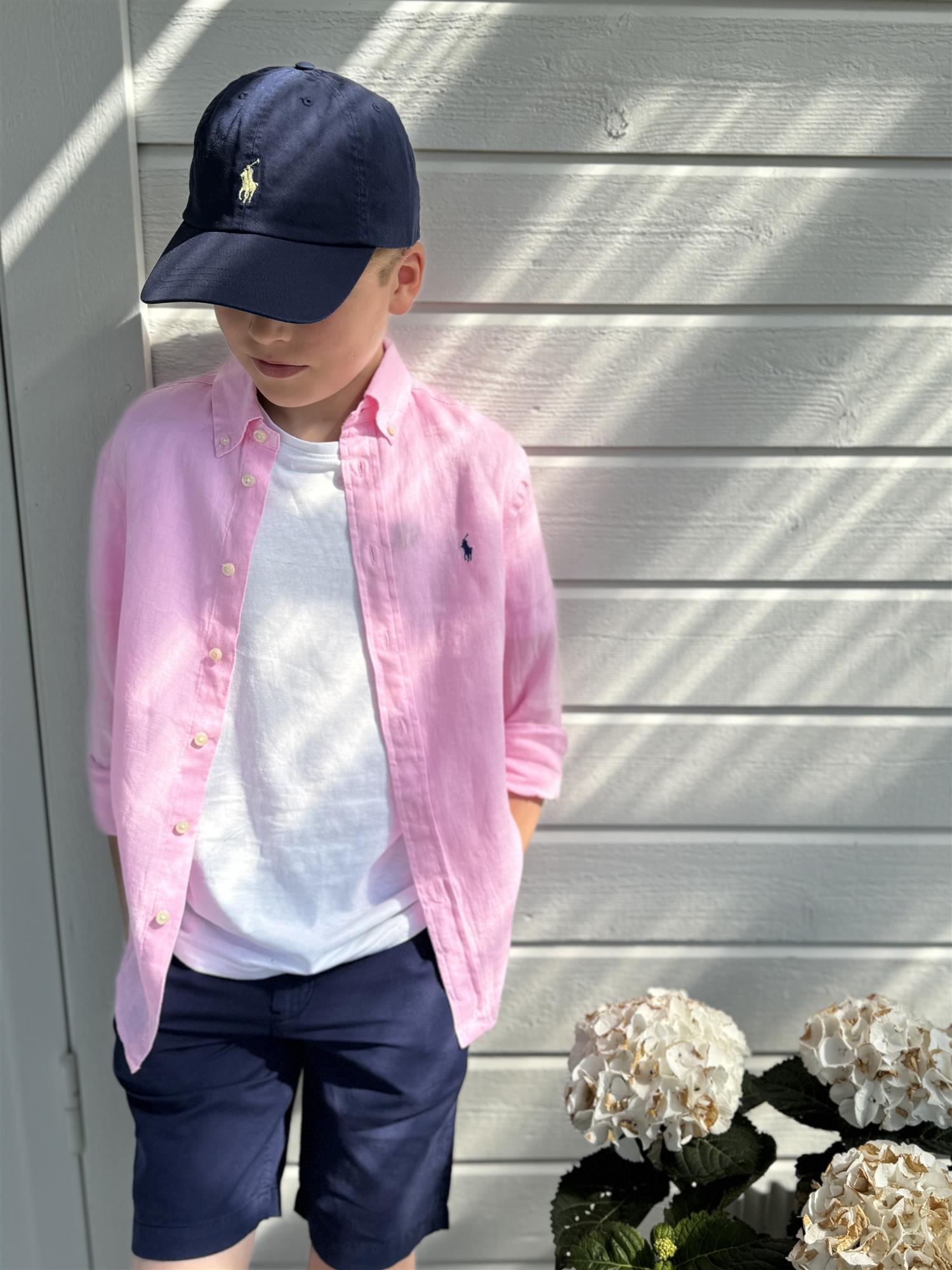 RALPH LAUREN 8-16År Linen Sport Shirt Rosa - Farmor Ingvarda