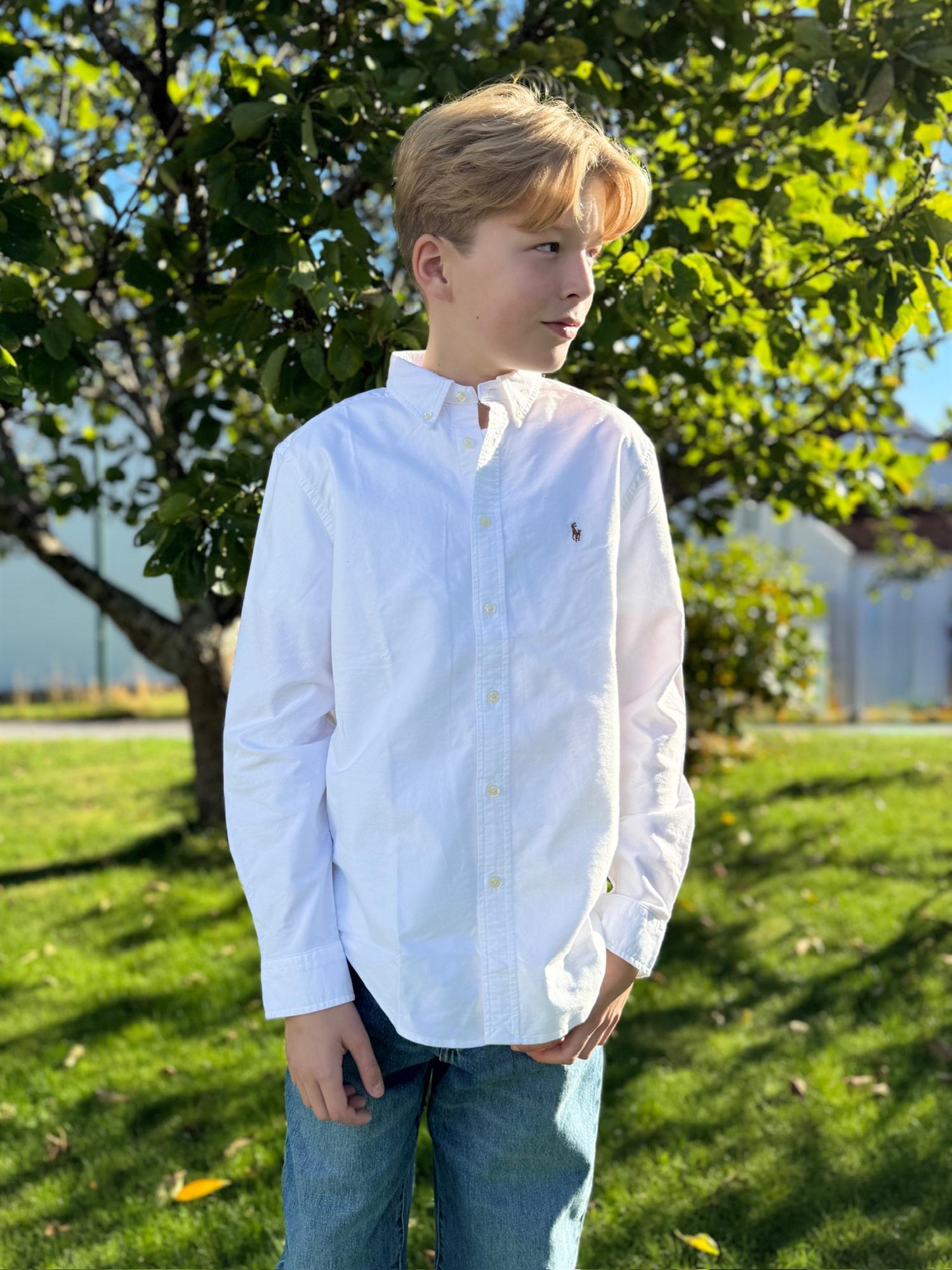 RALPH LAUREN 8-16År Oxford Shirt Hvit - Farmor Ingvarda