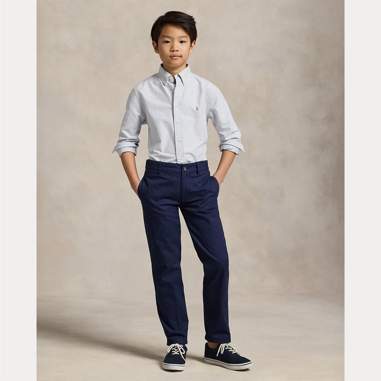 RALPH LAUREN 8-16År Oxford Shirt,Striper Blå/Hvit - Farmor Ingvarda