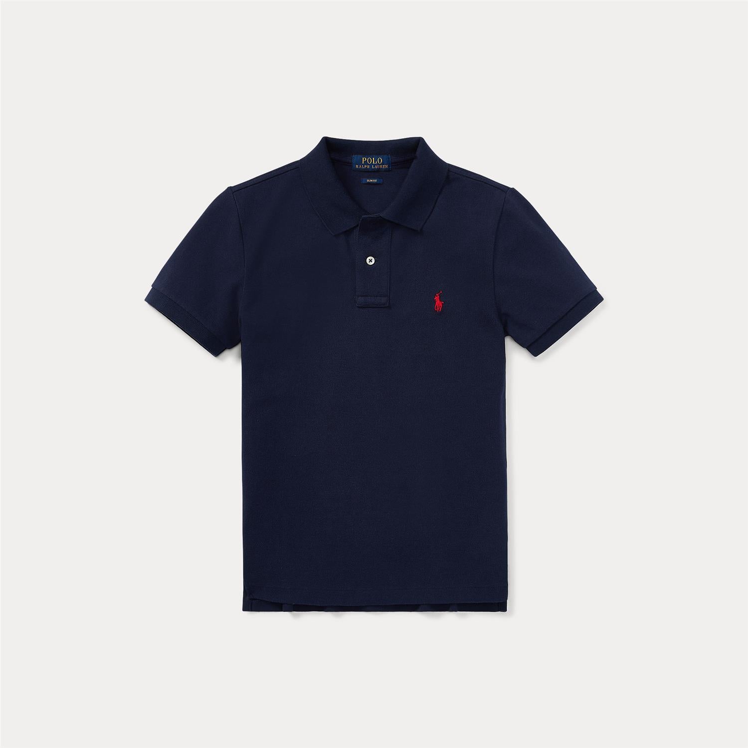RALPH LAUREN 8-16År Pique Polo T-skjorte Slim Fit Mørkeblå - Farmor Ingvarda