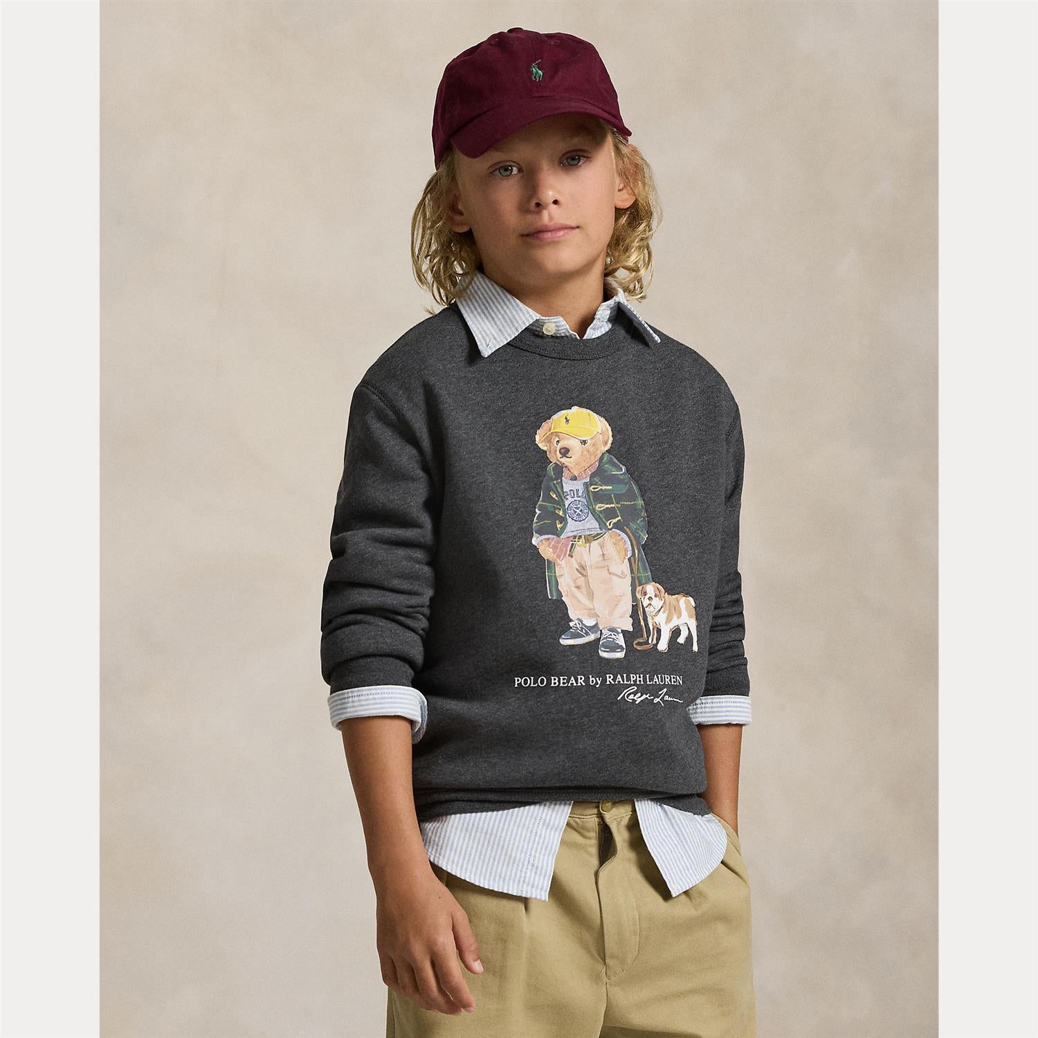 RALPH LAUREN 8-16År Polo Bear Sweatshirt Koksgrå - Farmor Ingvarda