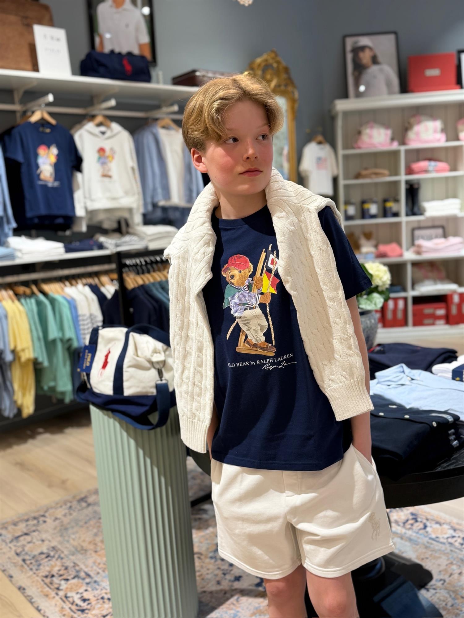 RALPH LAUREN 8-16År Polo Bear T-skjorte Navy Blue - Farmor Ingvarda