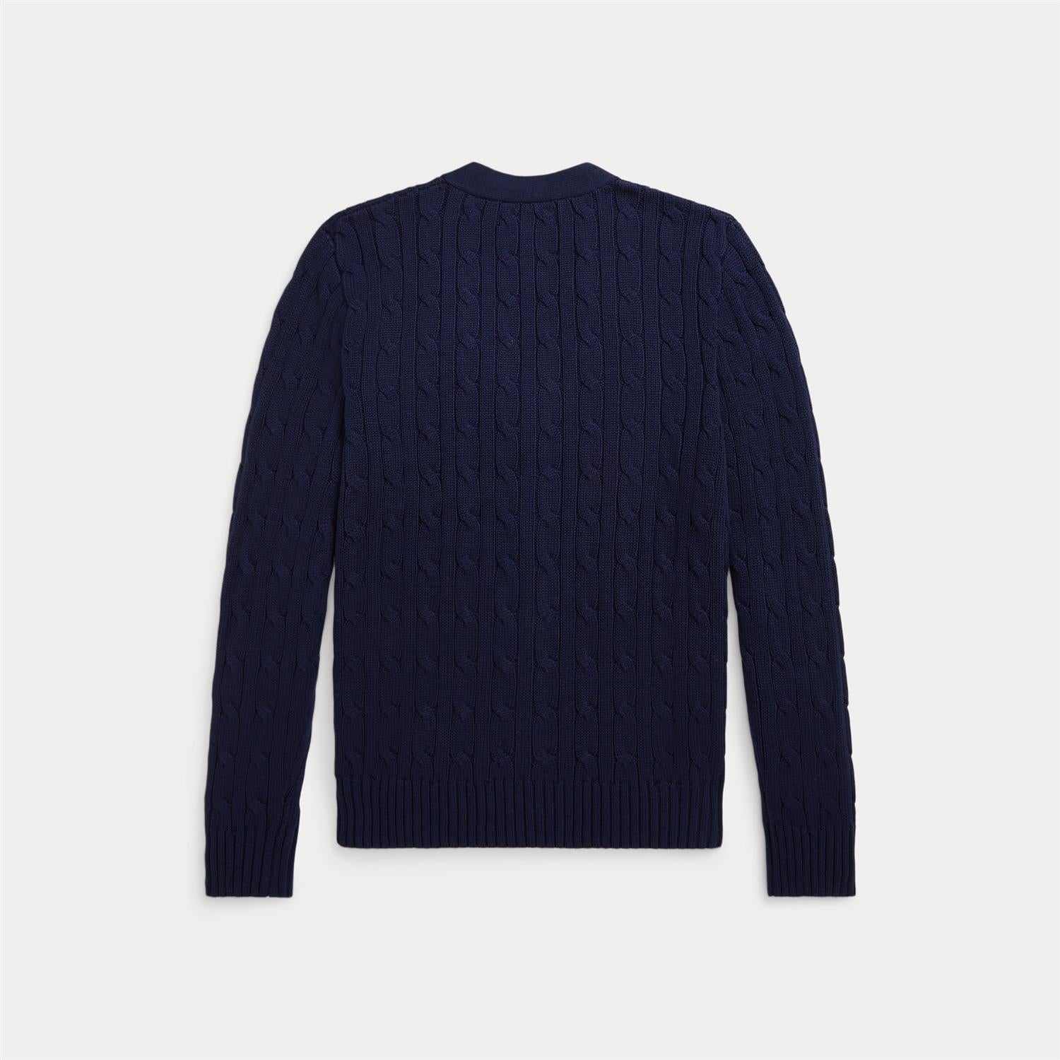 RALPH LAUREN 8-16År Strikket jakke m/fletter Mørkeblå - Farmor Ingvarda