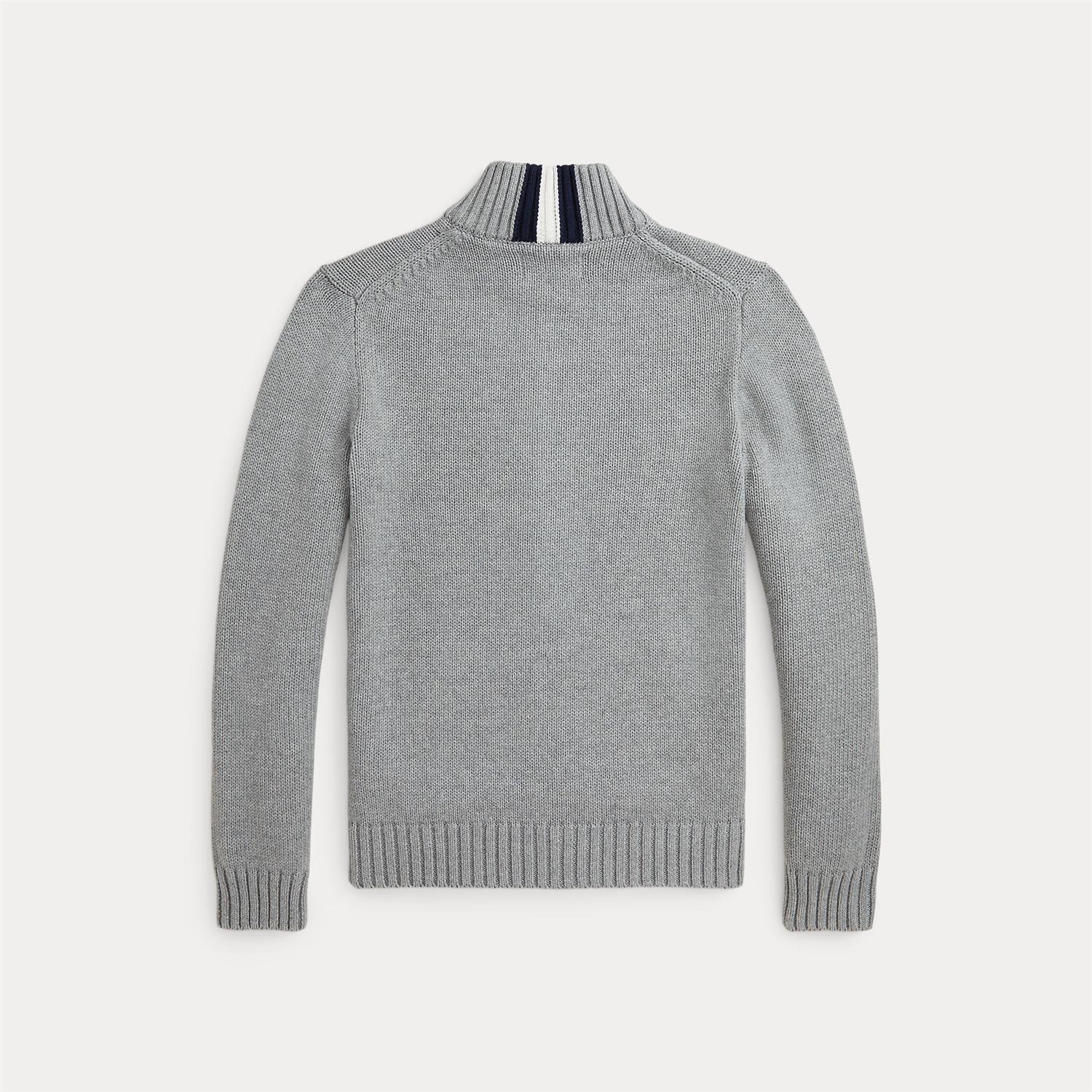 RALPH LAUREN 8-16År Strikket jakke m/zip Grå - Farmor Ingvarda