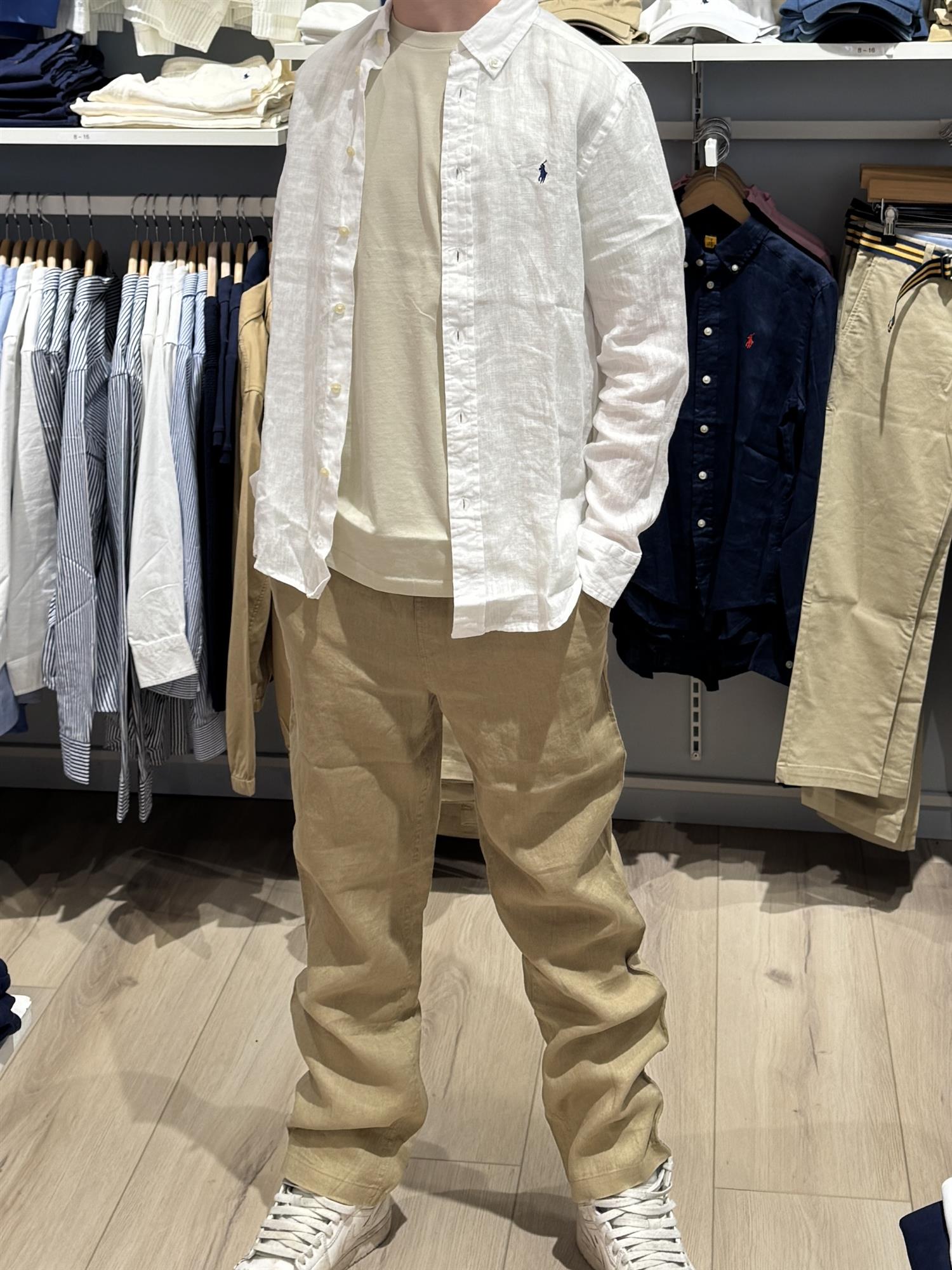 RALPH LAUREN 8-16År Lin bukse Beige - Farmor Ingvarda
