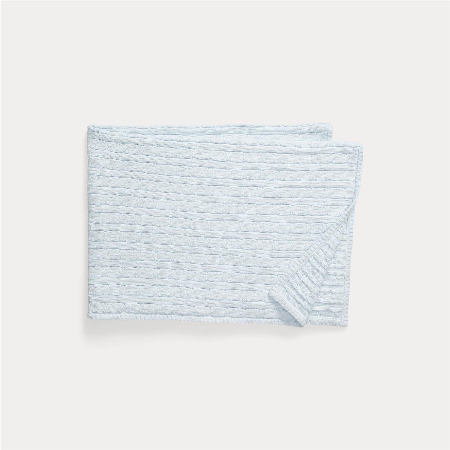 RALPH LAUREN Baby 0-24mnd. Flettta Babyteppe Lyseblå - Farmor Ingvarda