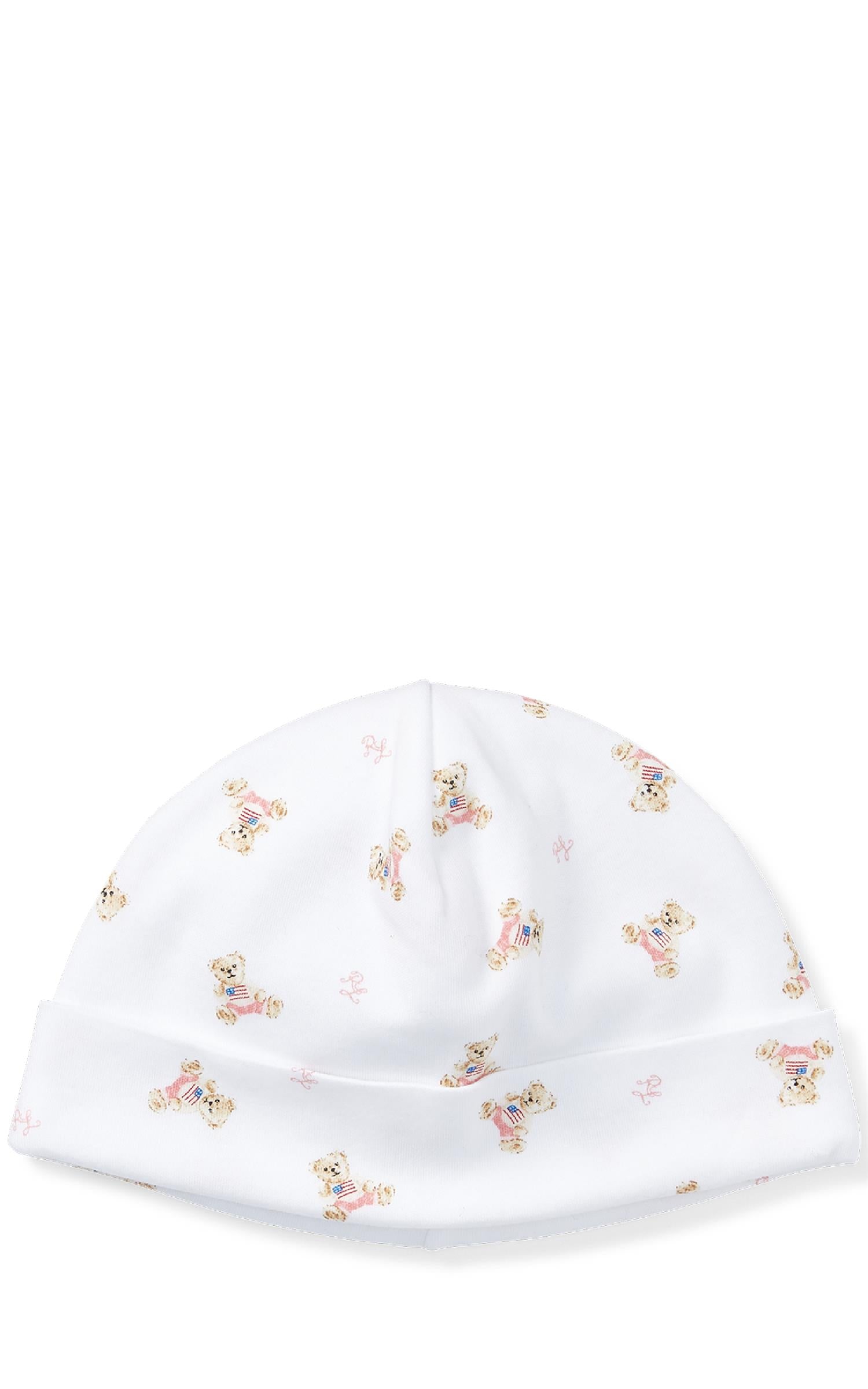RALPH LAUREN Baby 0-24mnd. Polo Bear Hat Hvit/Rosa - Farmor Ingvarda