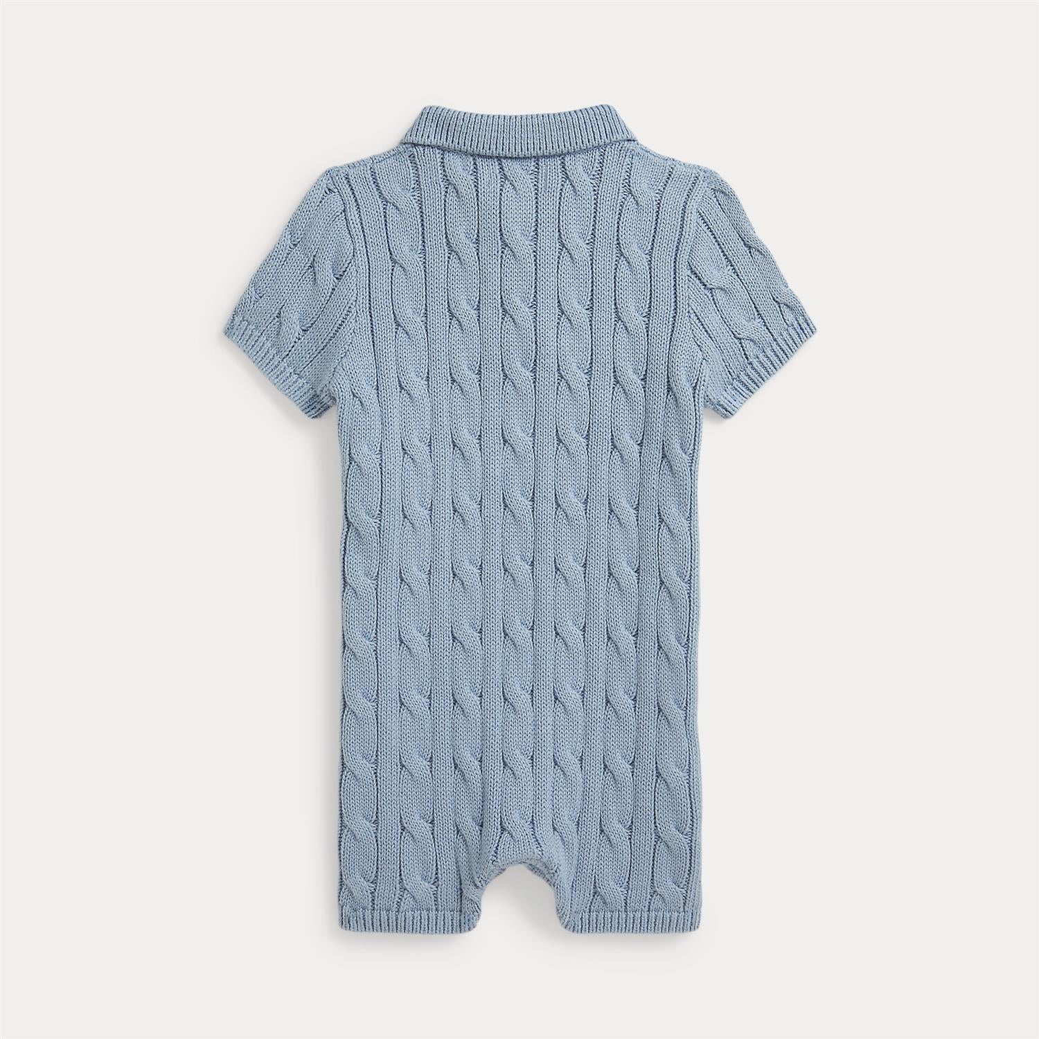 RALPH LAUREN Baby 0-24mnd. Strikket Romper m/fletter Blå - Farmor Ingvarda