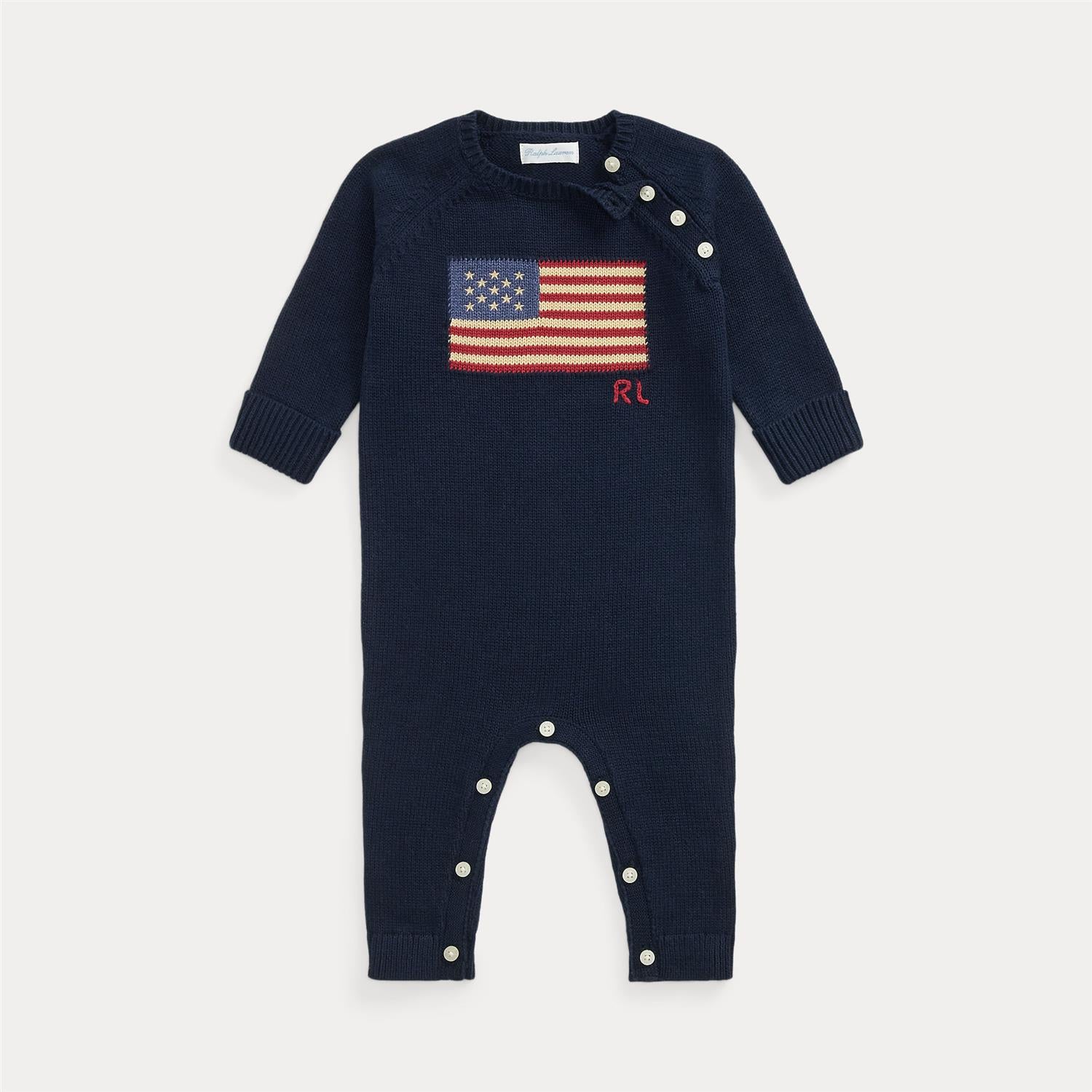 RALPH LAUREN Baby 0-24mnd. Flag Coverall Mørkeblå - Farmor Ingvarda