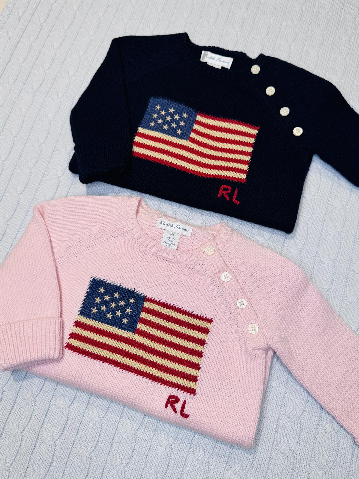 RALPH LAUREN Baby 0-24mnd. Flag Coverall Mørkeblå - Farmor Ingvarda