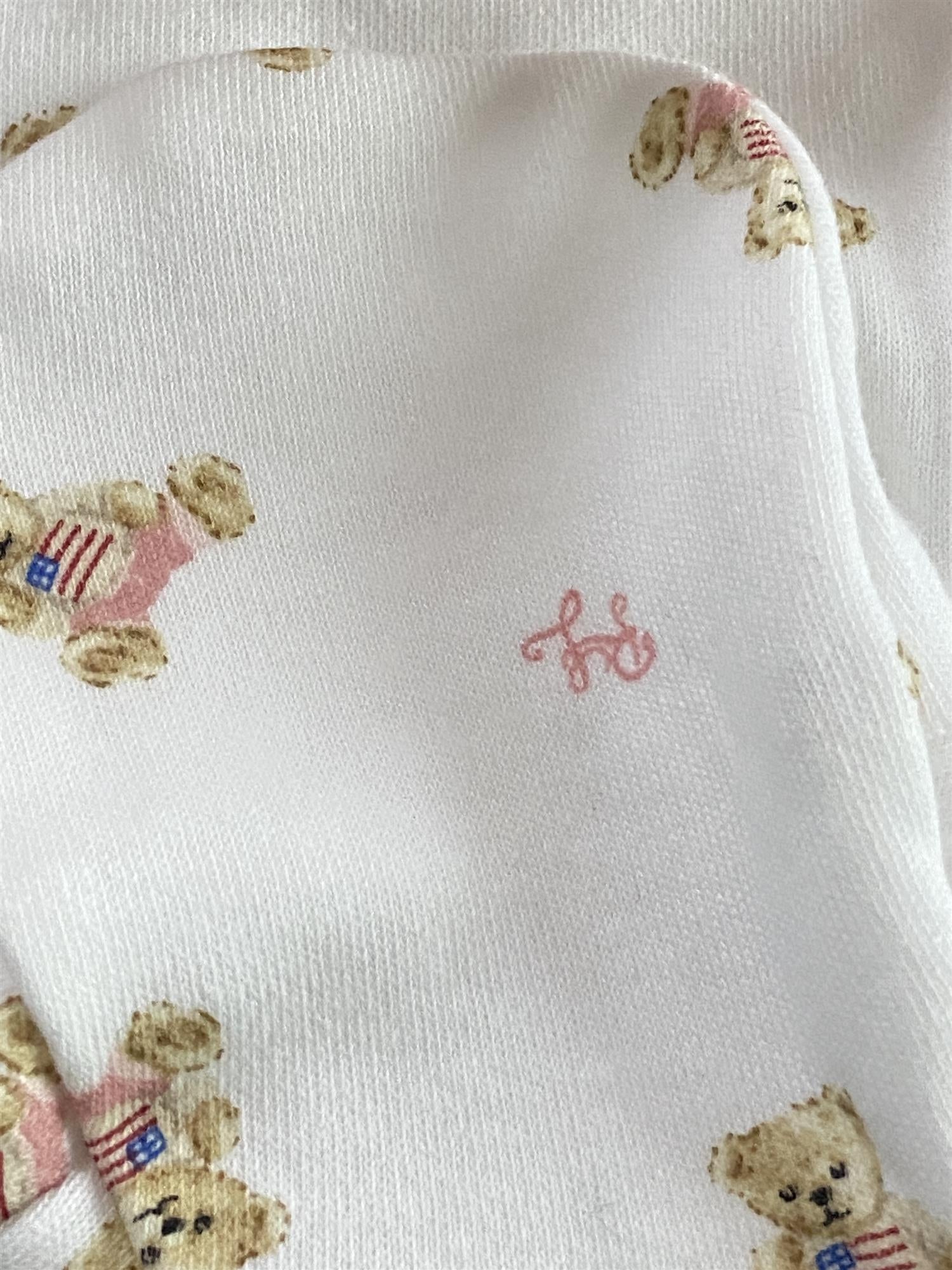 RALPH LAUREN Baby 0-24mnd. Polo Bear Coverall Hvit/Rosa - Farmor Ingvarda