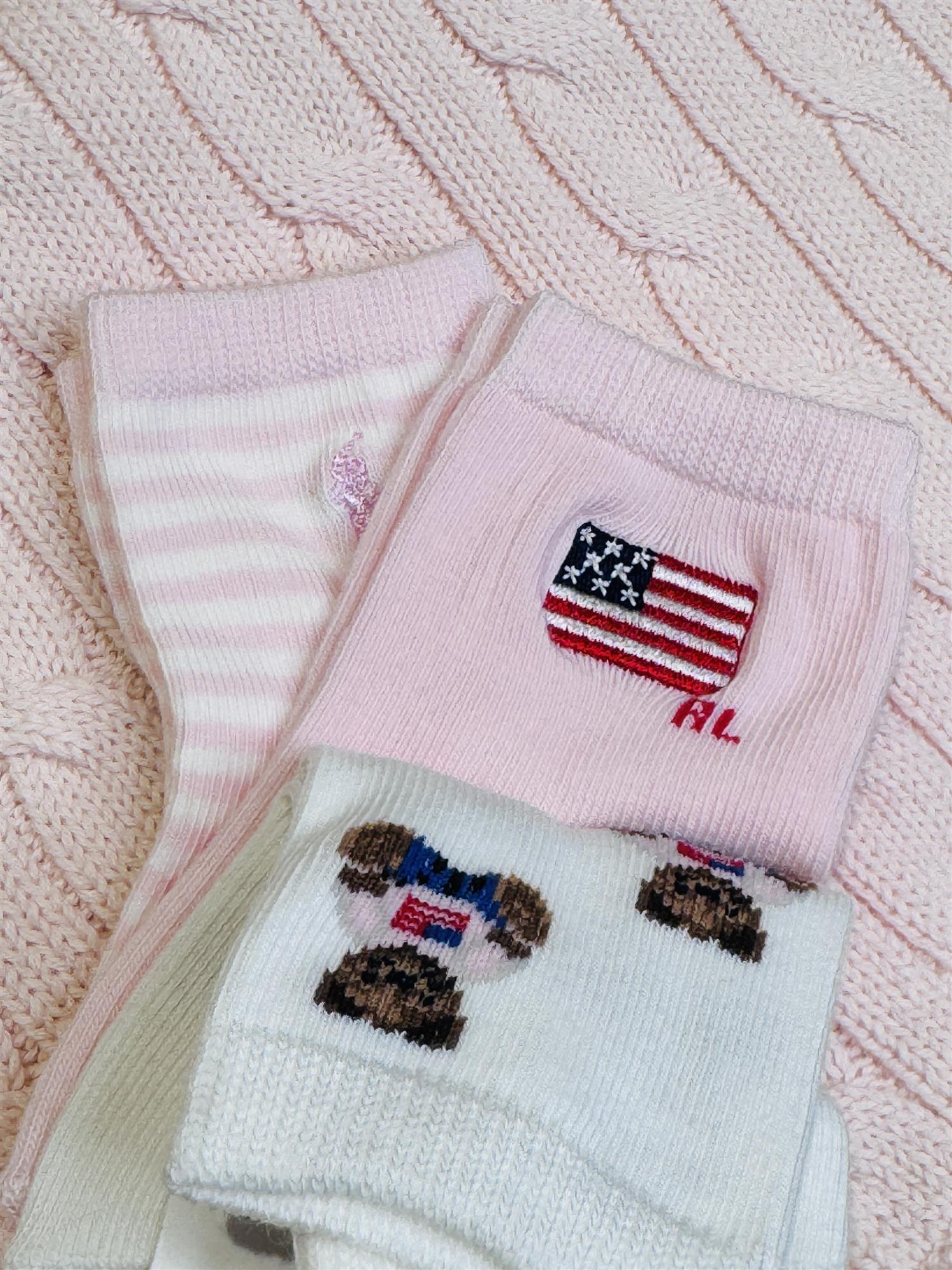 RALPH LAUREN Baby 0-24mnd. 3 pk sokker - Farmor Ingvarda