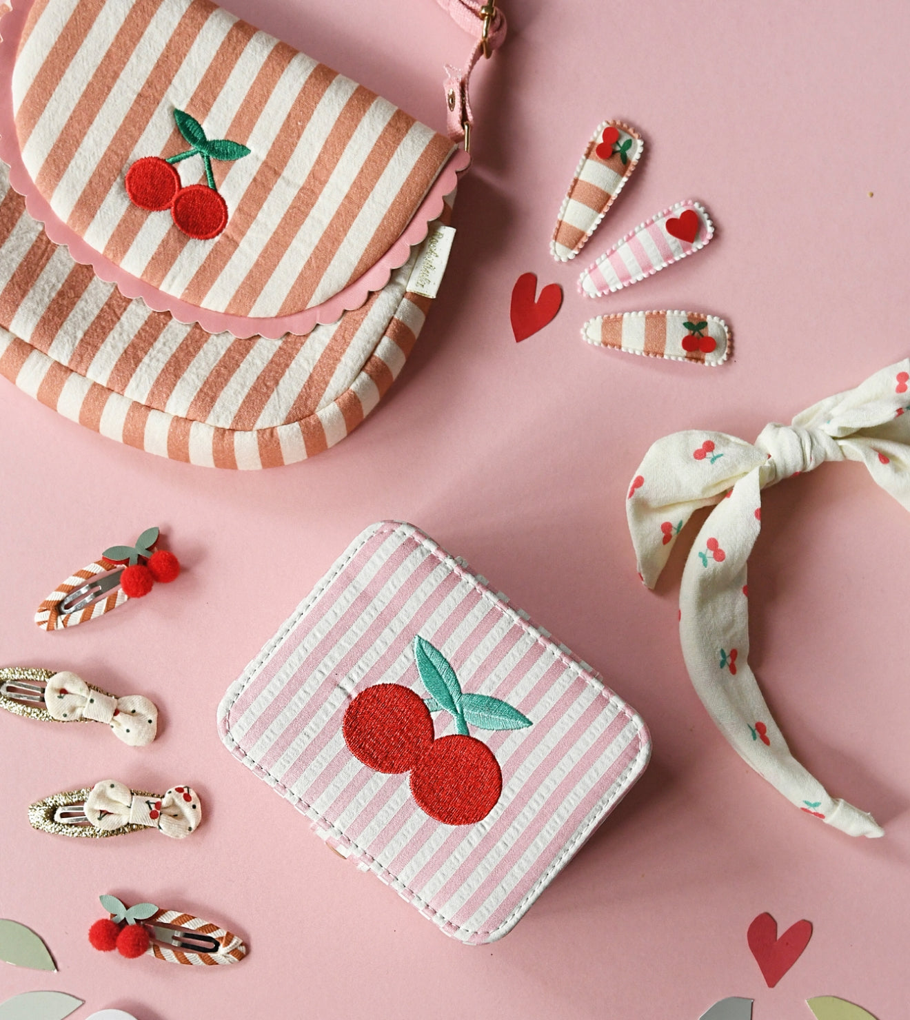 ROCKAHULA Kids Stripy Cherry Jewellery Box Lys Rosa - Farmor Ingvarda